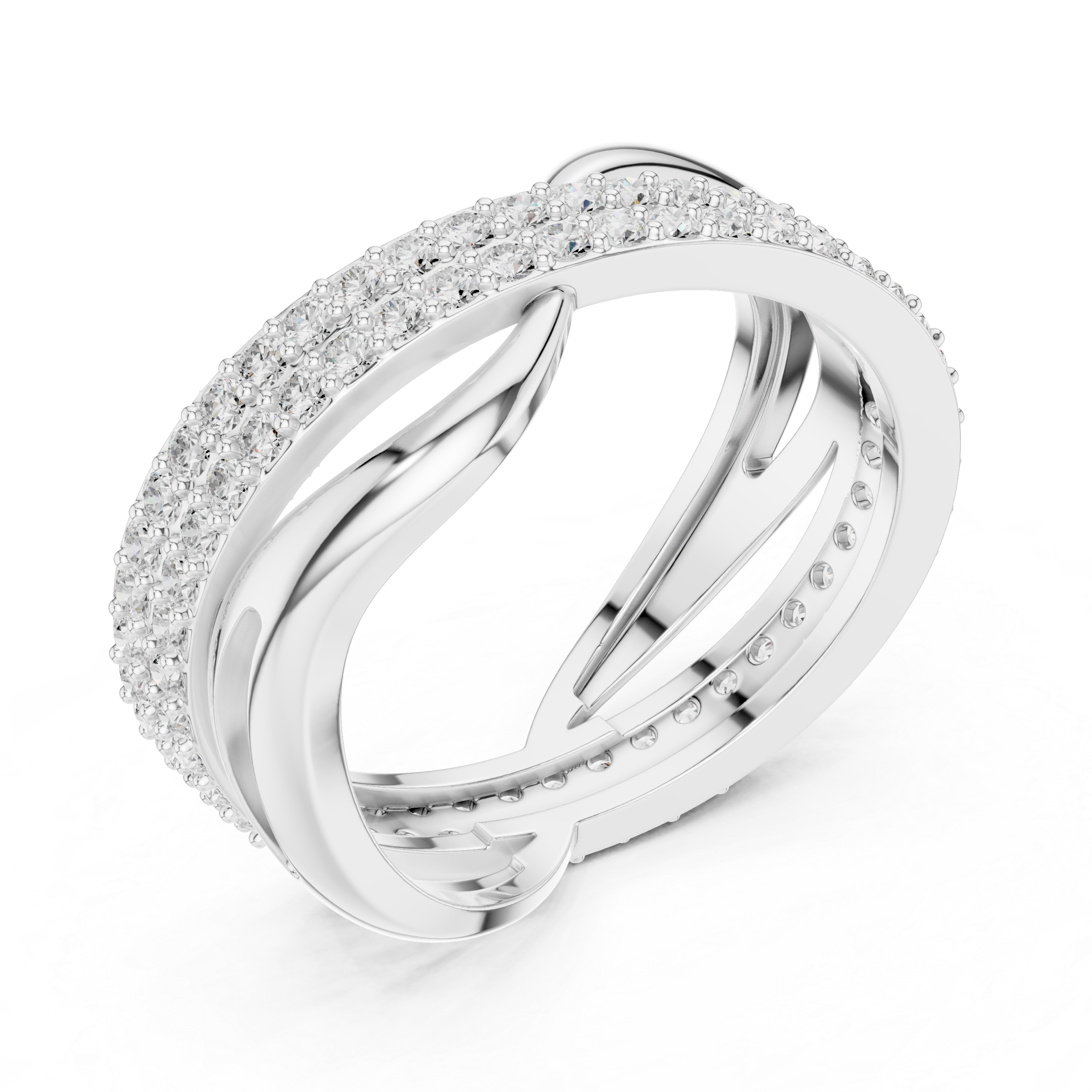 Twisted Double Row Diamond Ring in Rose Gold