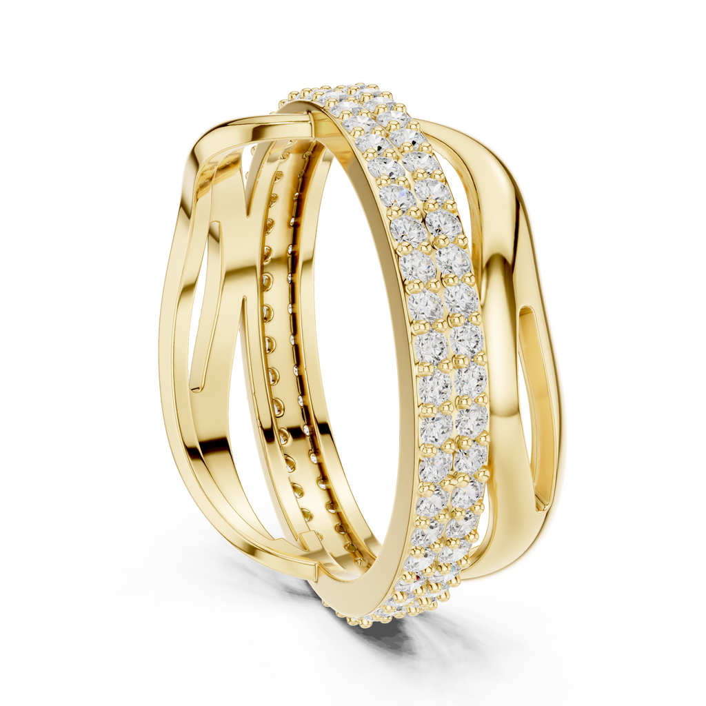 Twisted Double Row Diamond Ring in Rose Gold