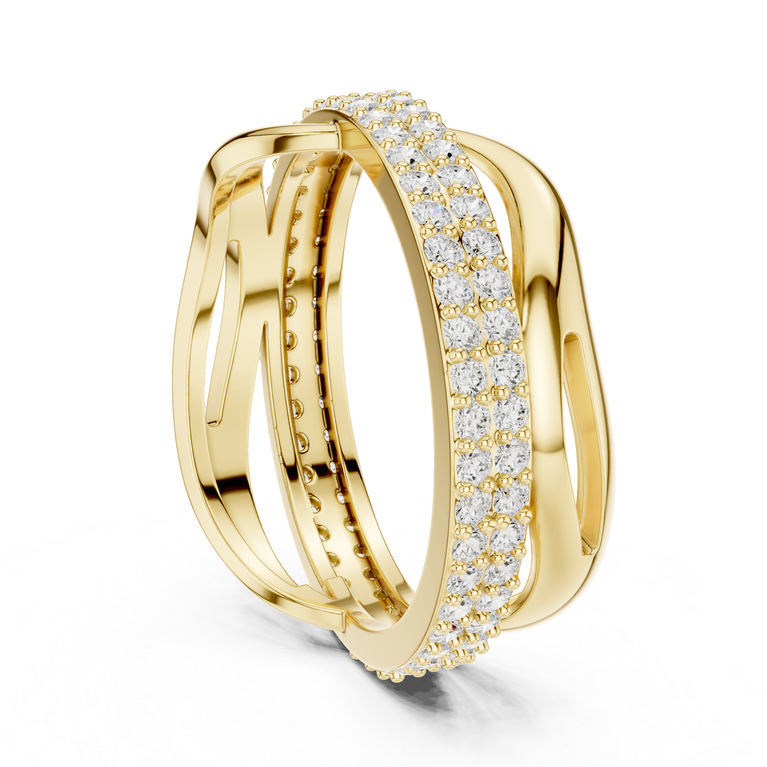 Twisted Double Row Diamond Ring in Rose Gold