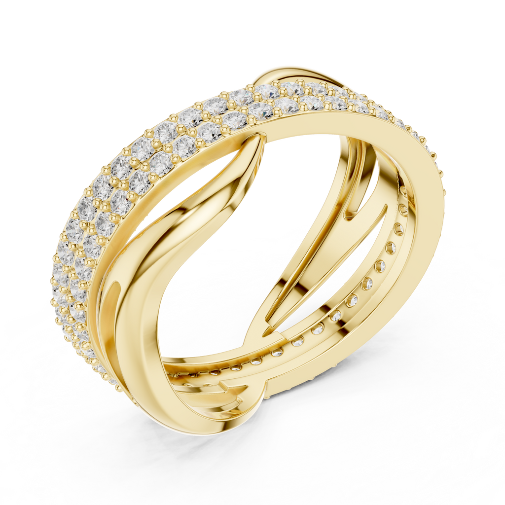 Twisted Double Row Diamond Ring in Rose Gold