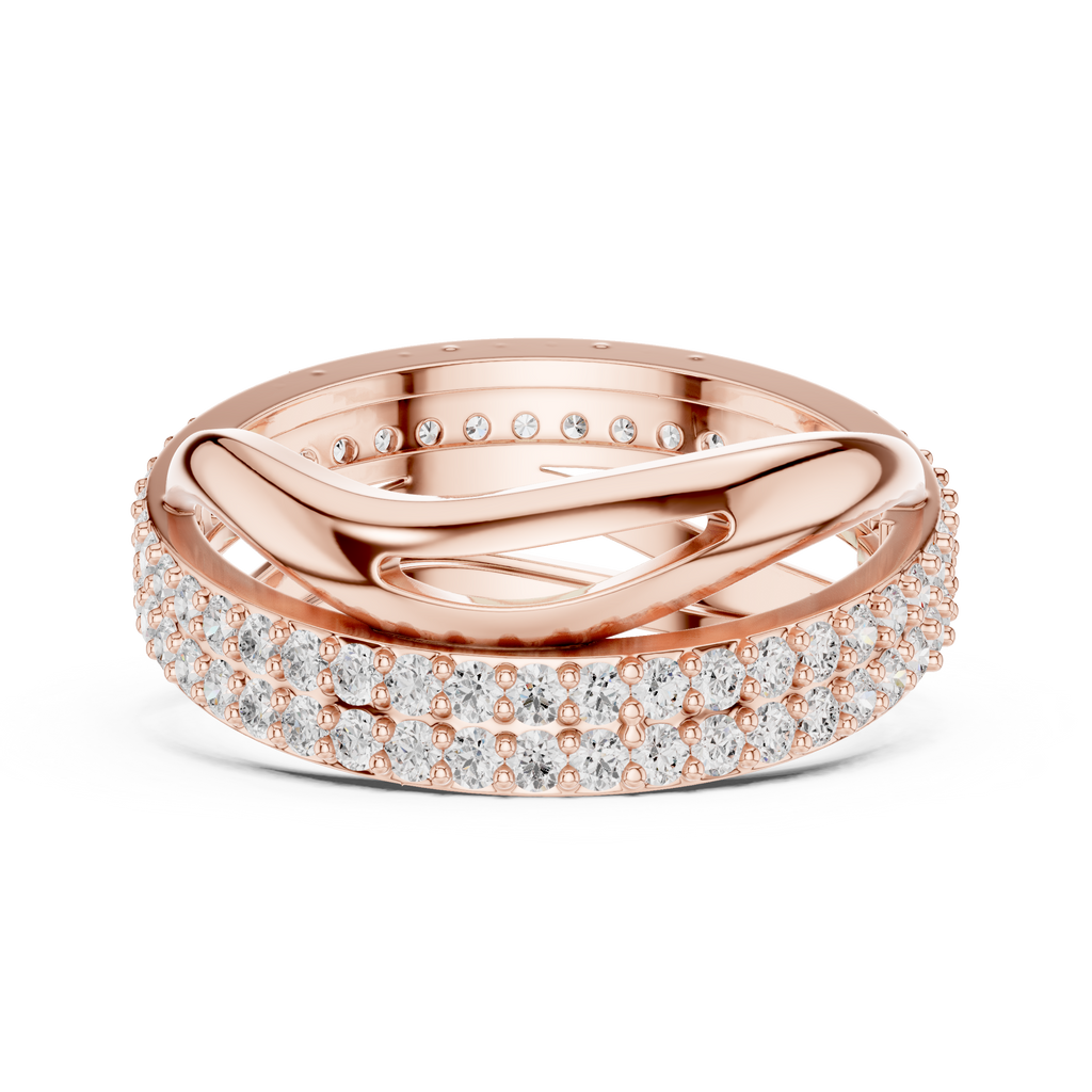 Twisted Double Row Diamond Ring in Rose Gold