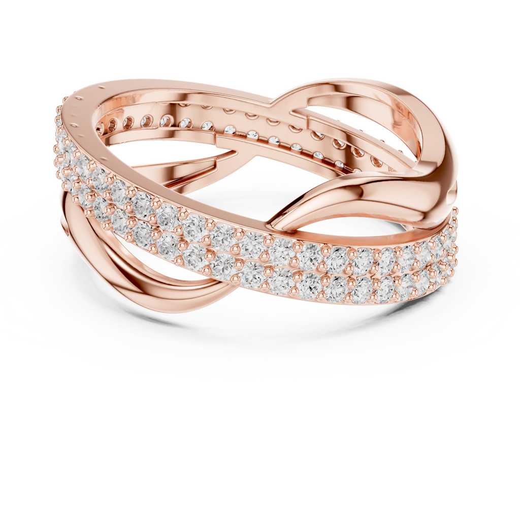 Twisted Double Row Diamond Ring in Rose Gold