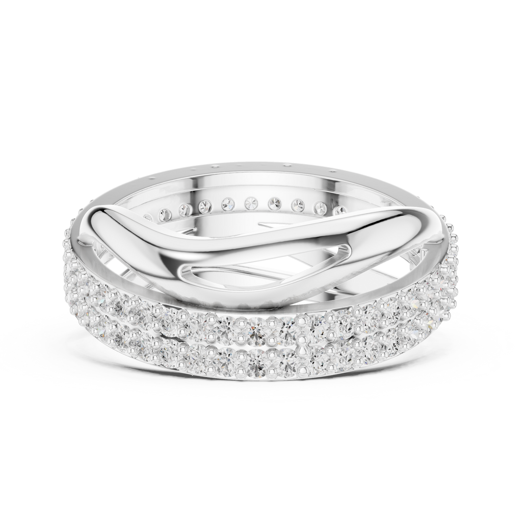 Twisted Double Row Diamond Ring in Rose Gold