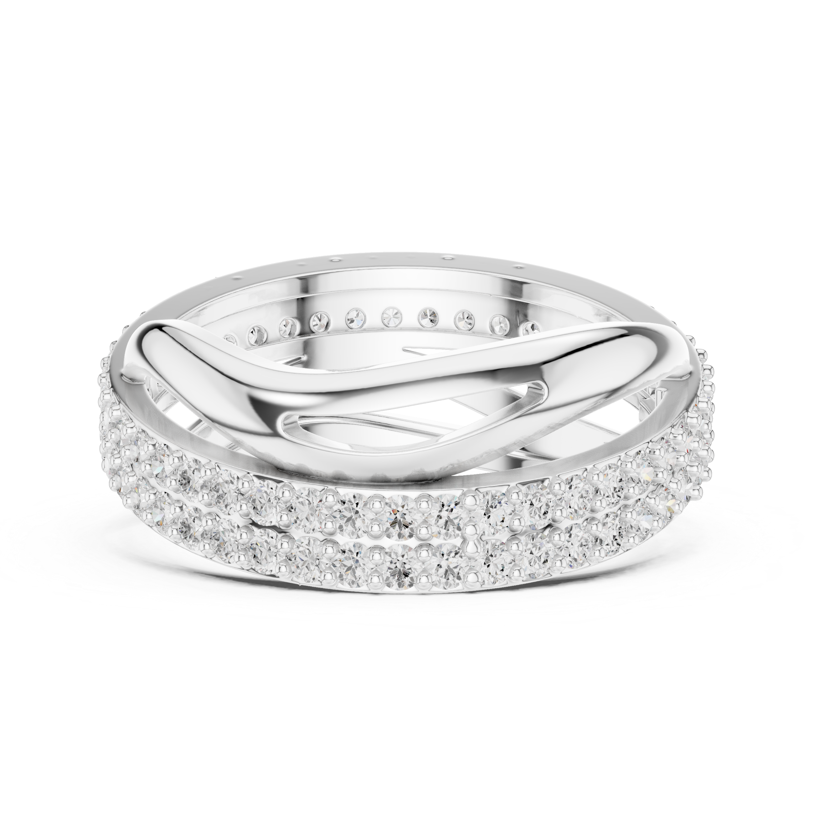 Twisted Double Row Diamond Ring in Rose Gold