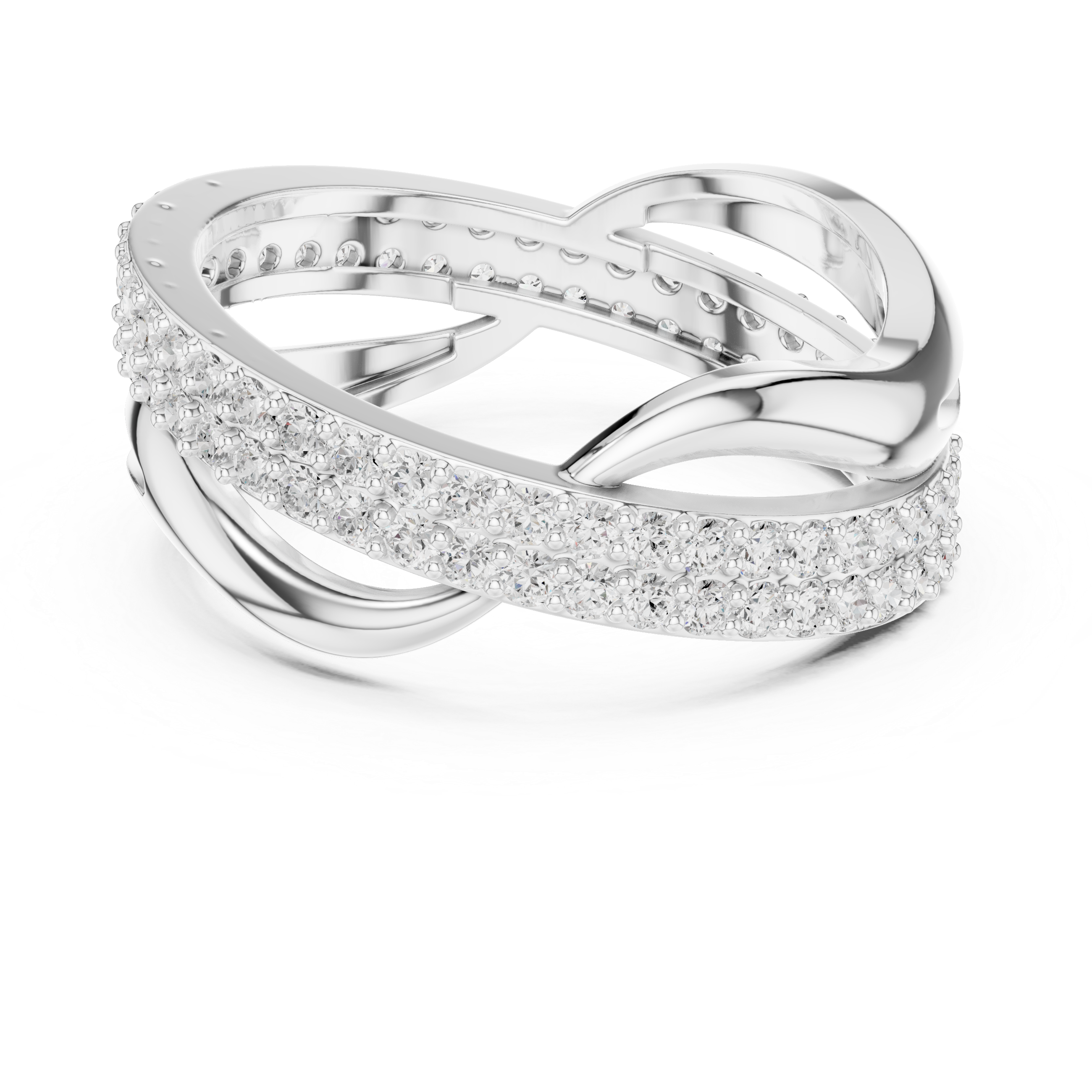 Twisted Double Row Diamond Ring in Rose Gold