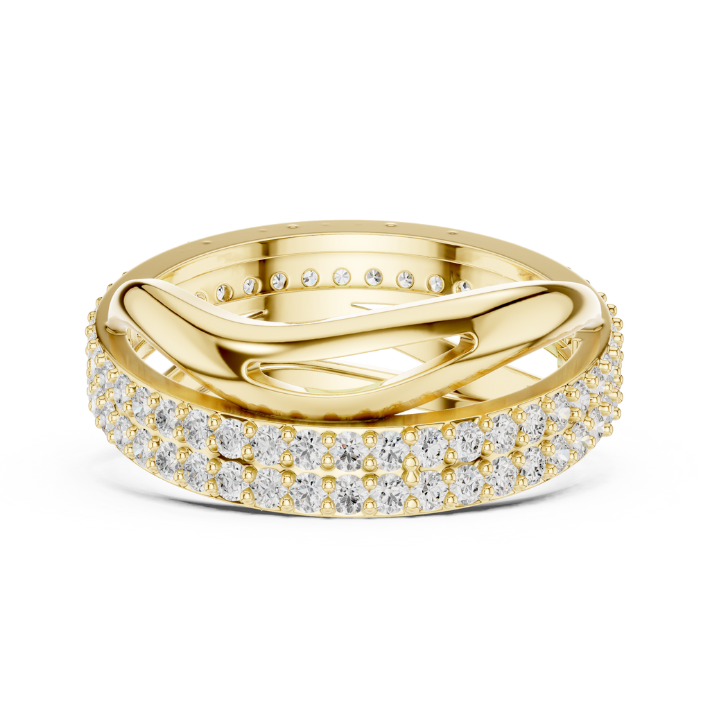Twisted Double Row Diamond Ring in Rose Gold