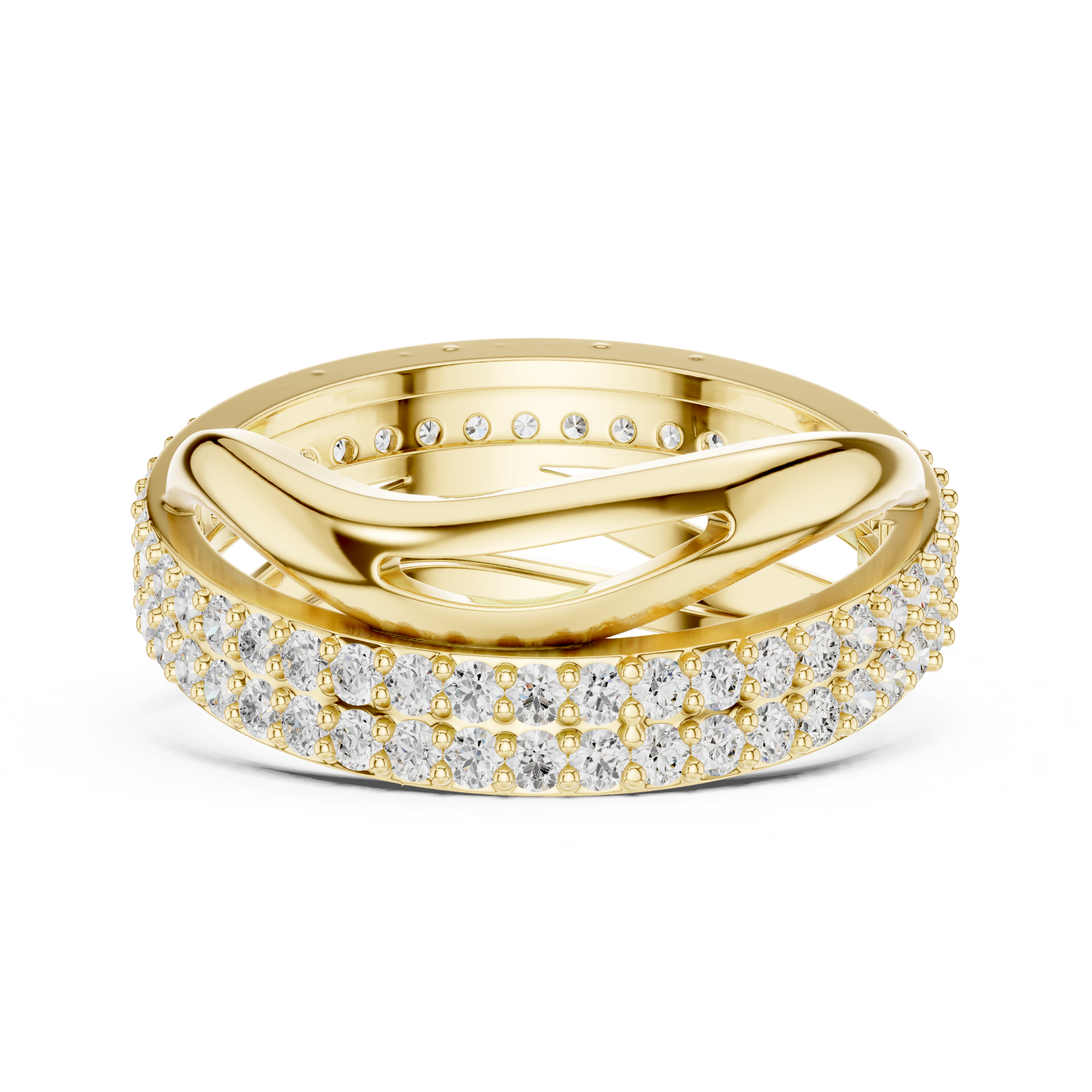 Twisted Double Row Diamond Ring in Rose Gold