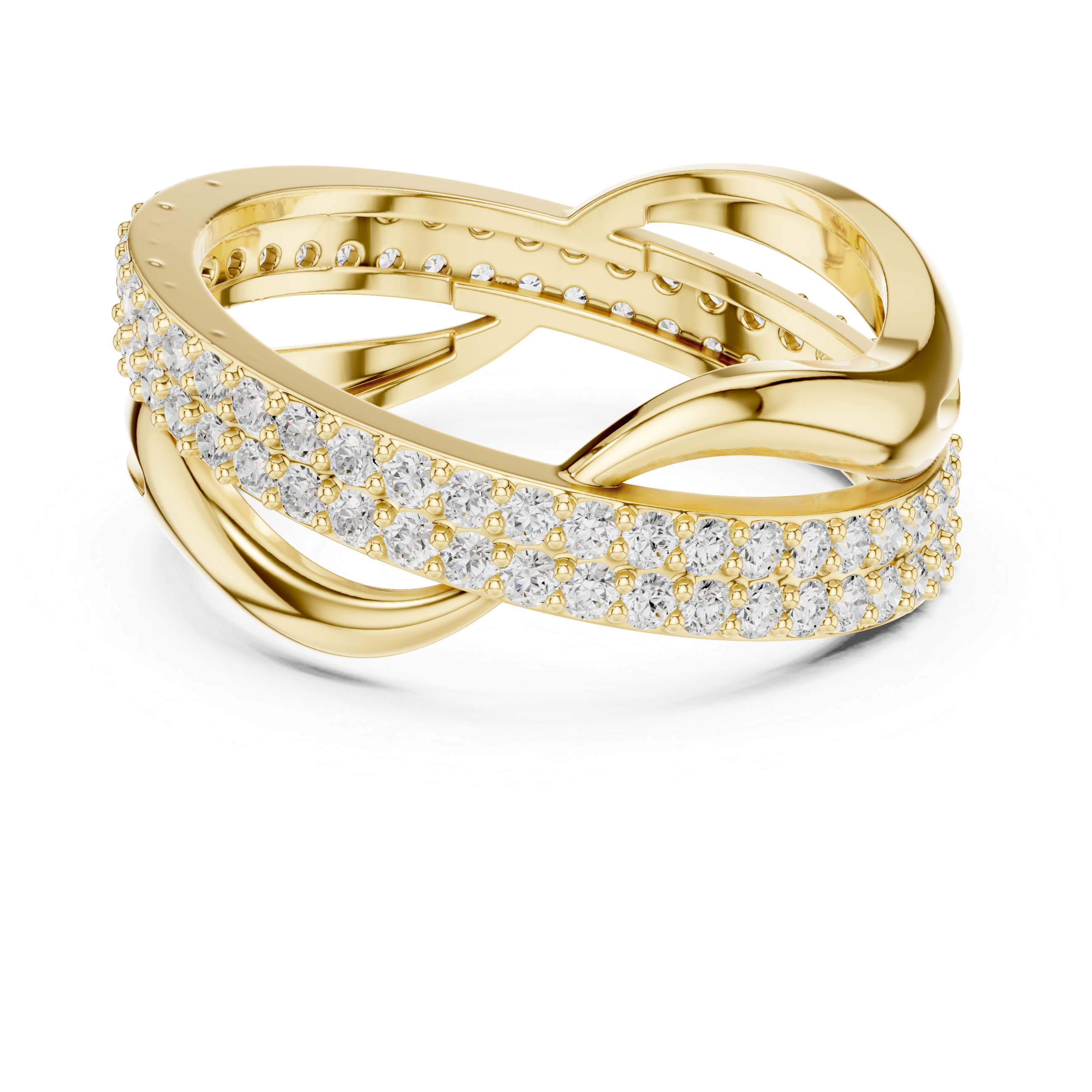 Twisted Double Row Diamond Ring in Rose Gold
