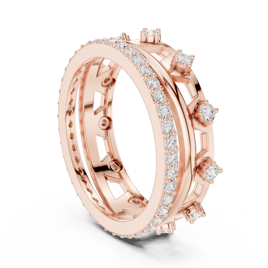 Vintage Milgrain Diamond Eternity Ring in Rose Gold