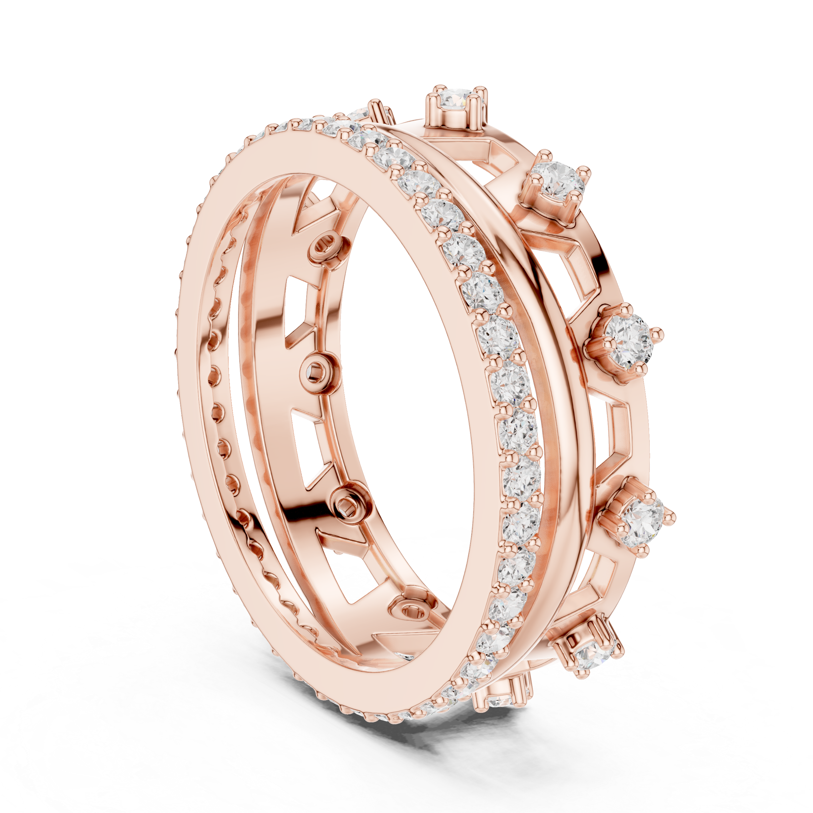 Vintage Milgrain Diamond Eternity Ring in Rose Gold