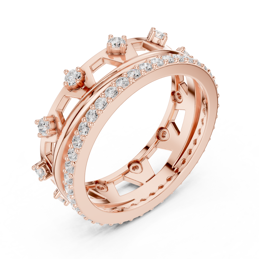 Vintage Milgrain Diamond Eternity Ring in Rose Gold