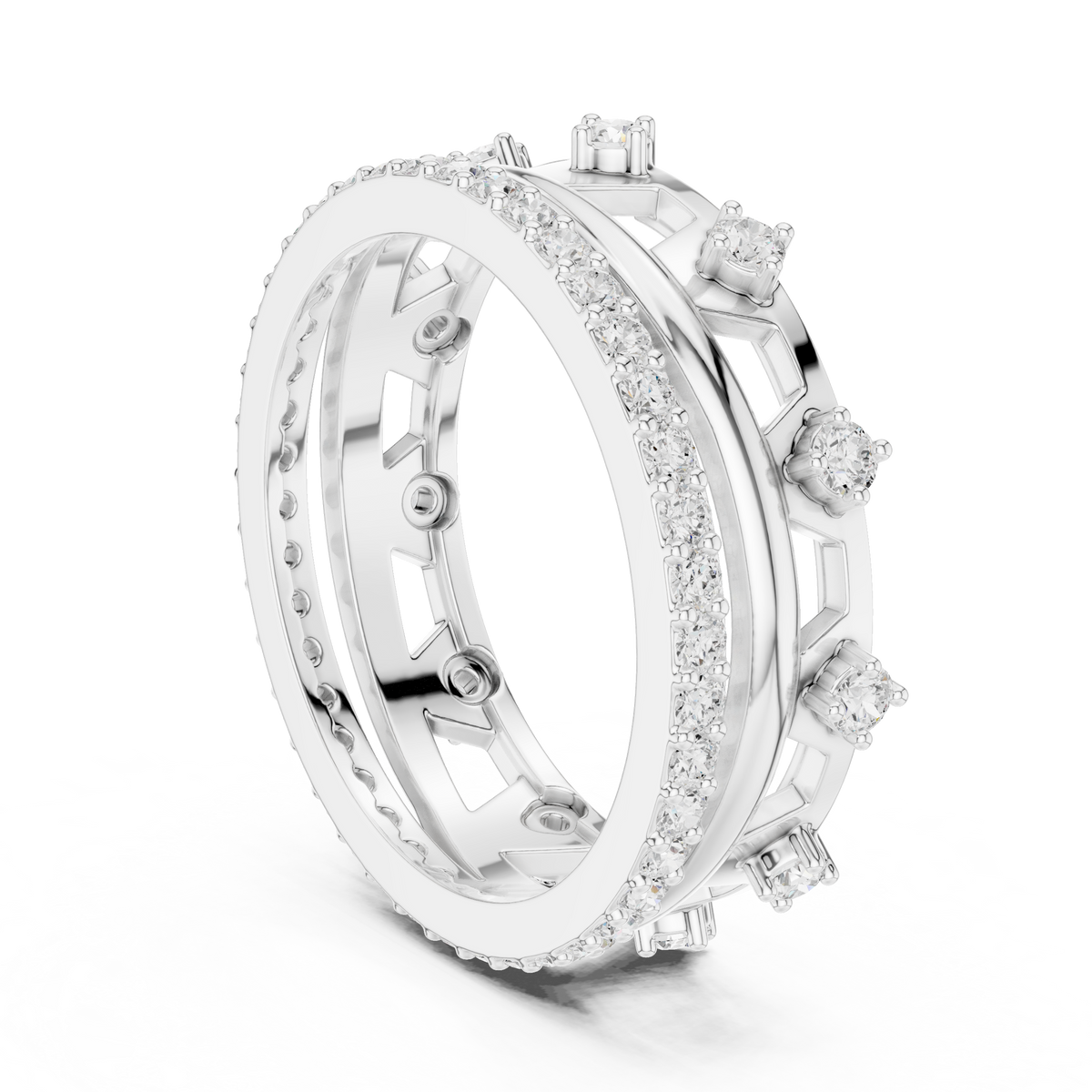 Vintage Milgrain Diamond Eternity Ring – view 2 of 12, lab grown diamond ring | Jewelix Atelier