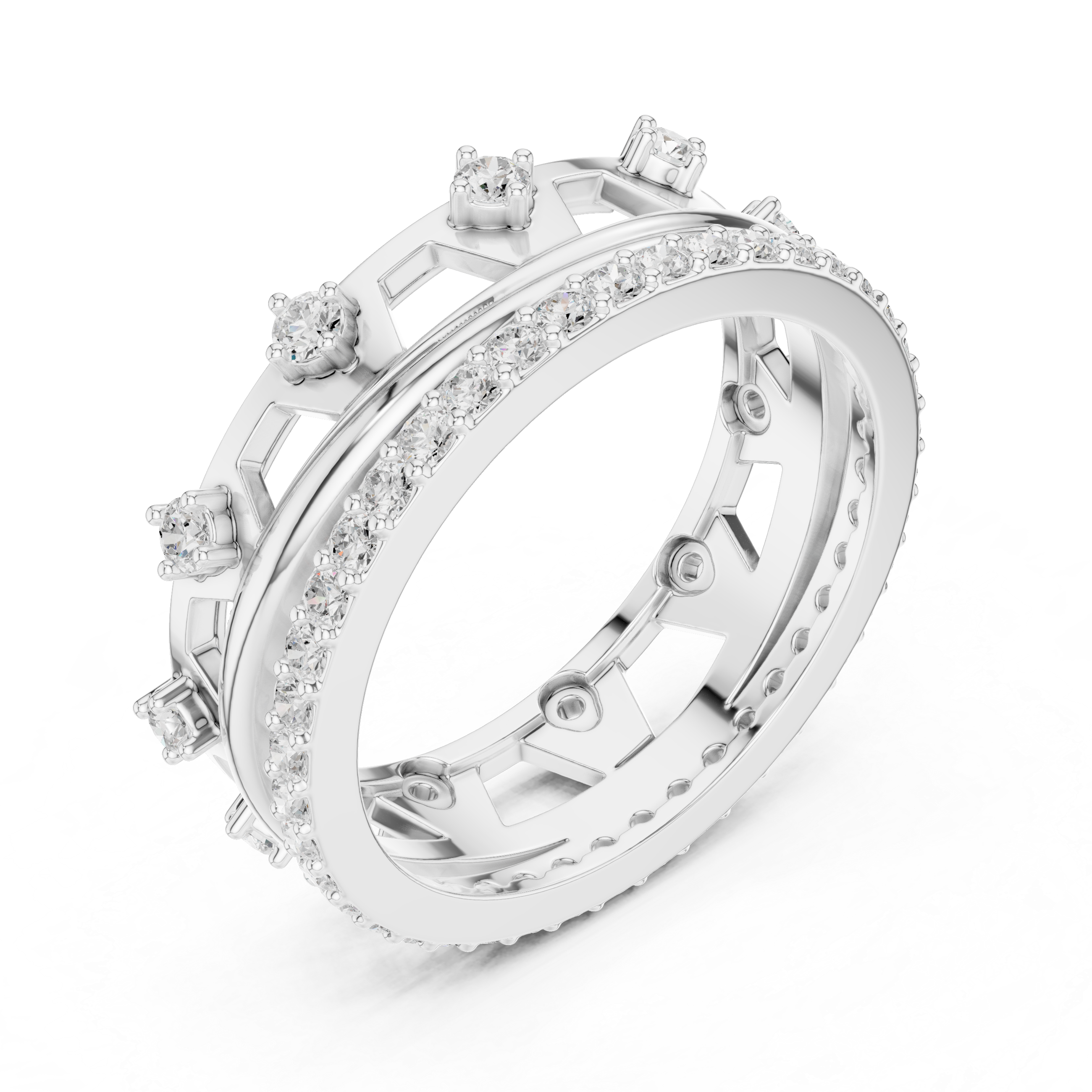 Vintage Milgrain Diamond Eternity Ring in Rose Gold
