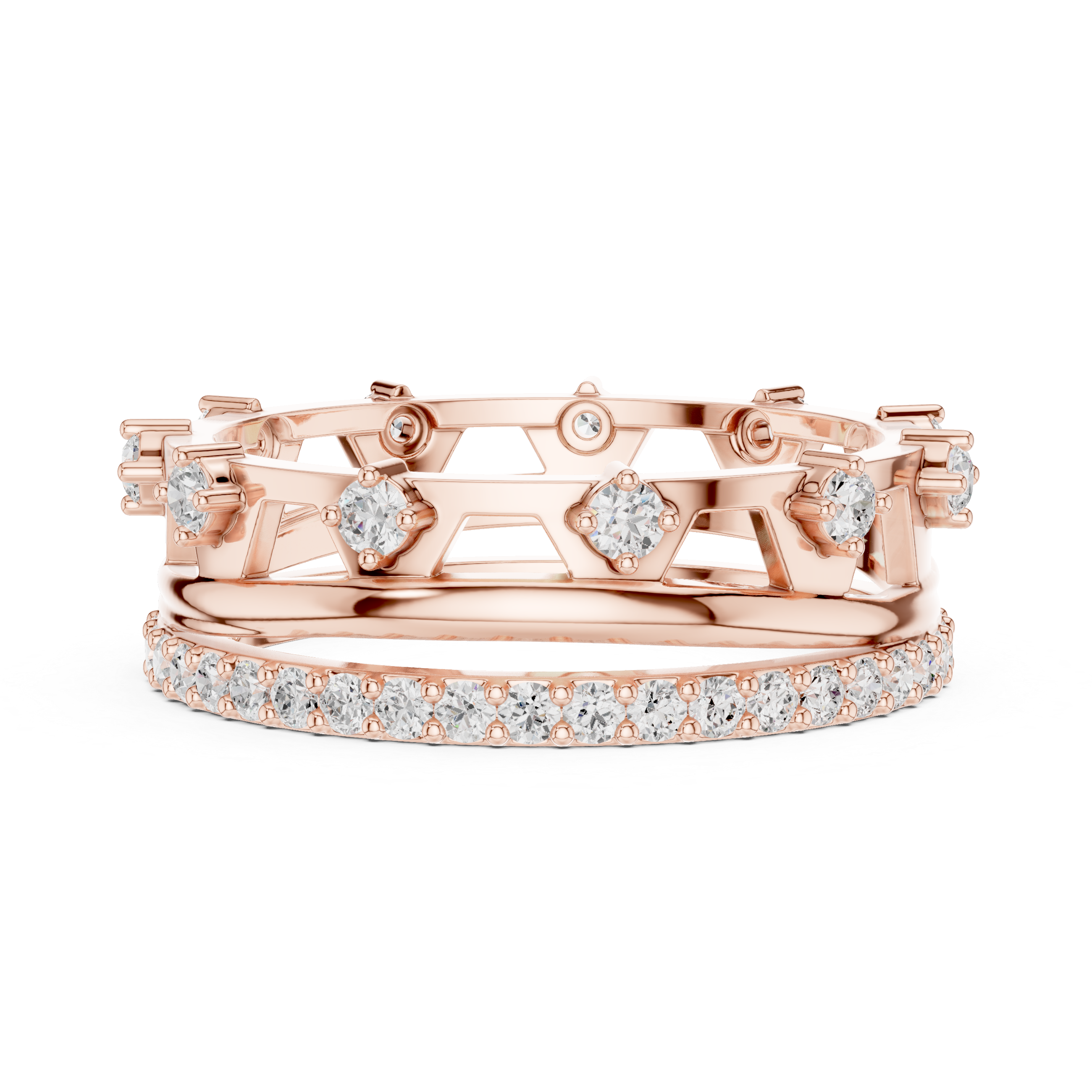 Vintage Milgrain Diamond Eternity Ring in Rose Gold