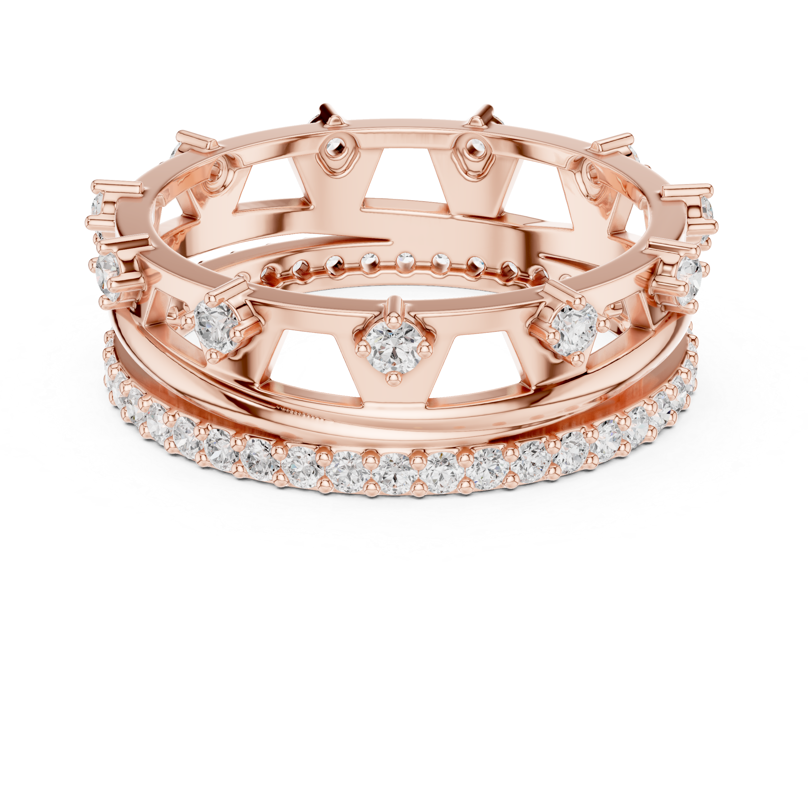 Vintage Milgrain Diamond Eternity Ring in Rose Gold
