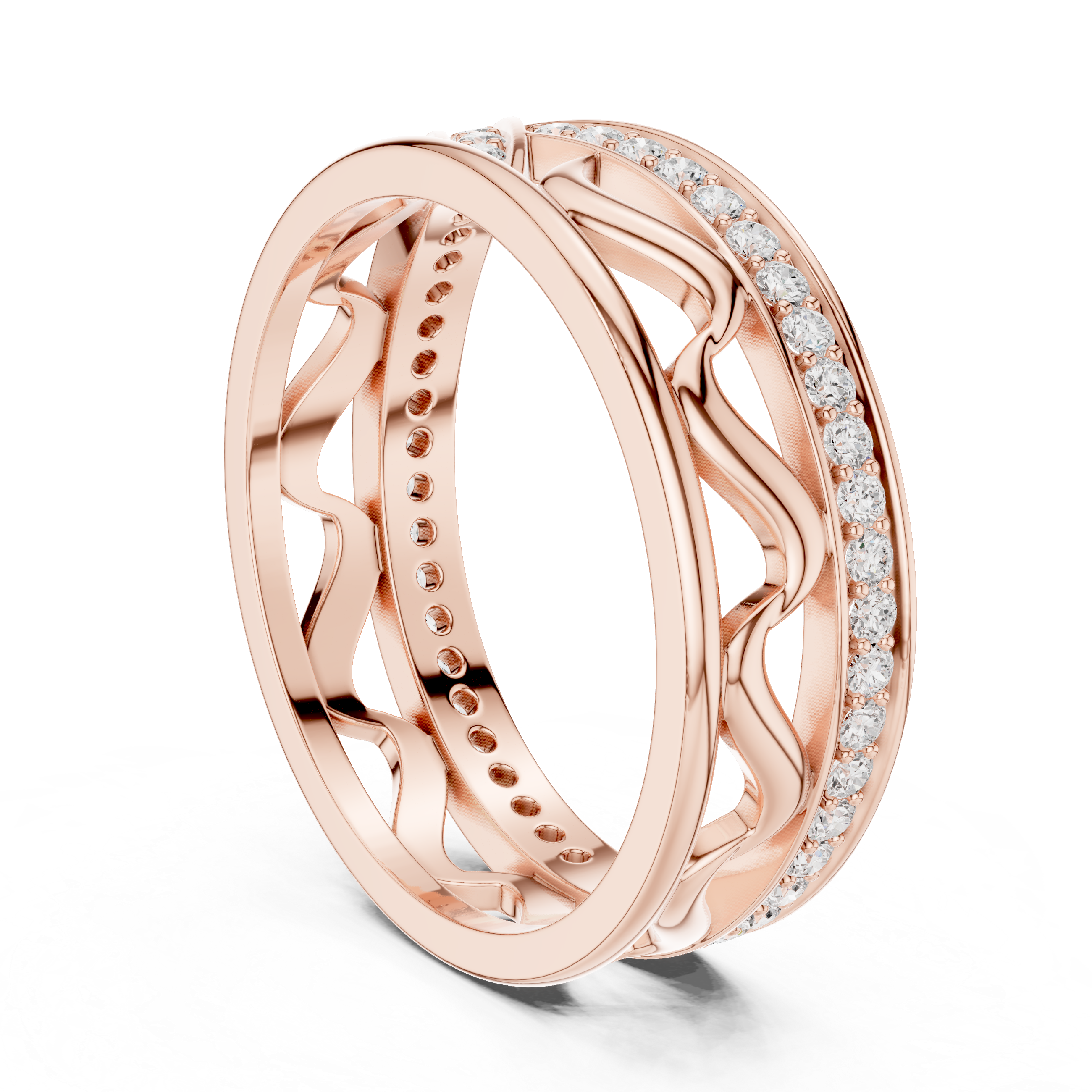 Pavé Criss Cross Diamond Band in Rose Gold