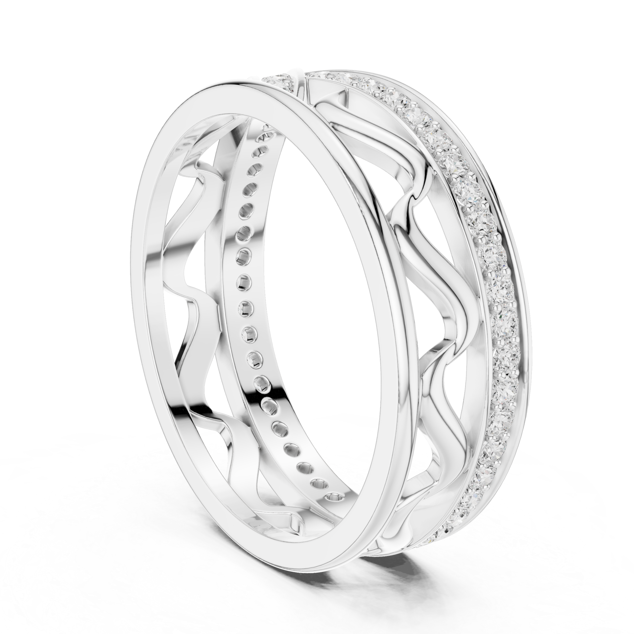 Pavé Criss Cross Diamond Band in Rose Gold