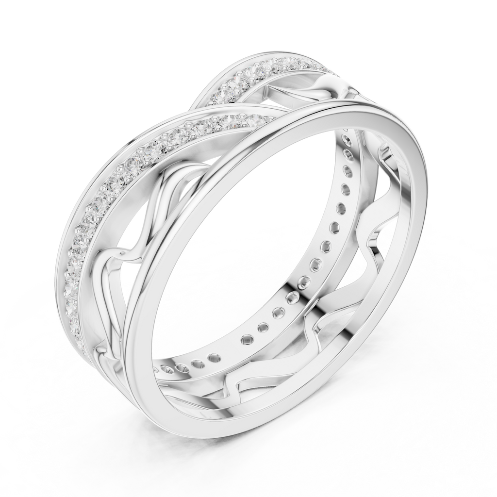 Pavé Criss Cross Diamond Band in Rose Gold