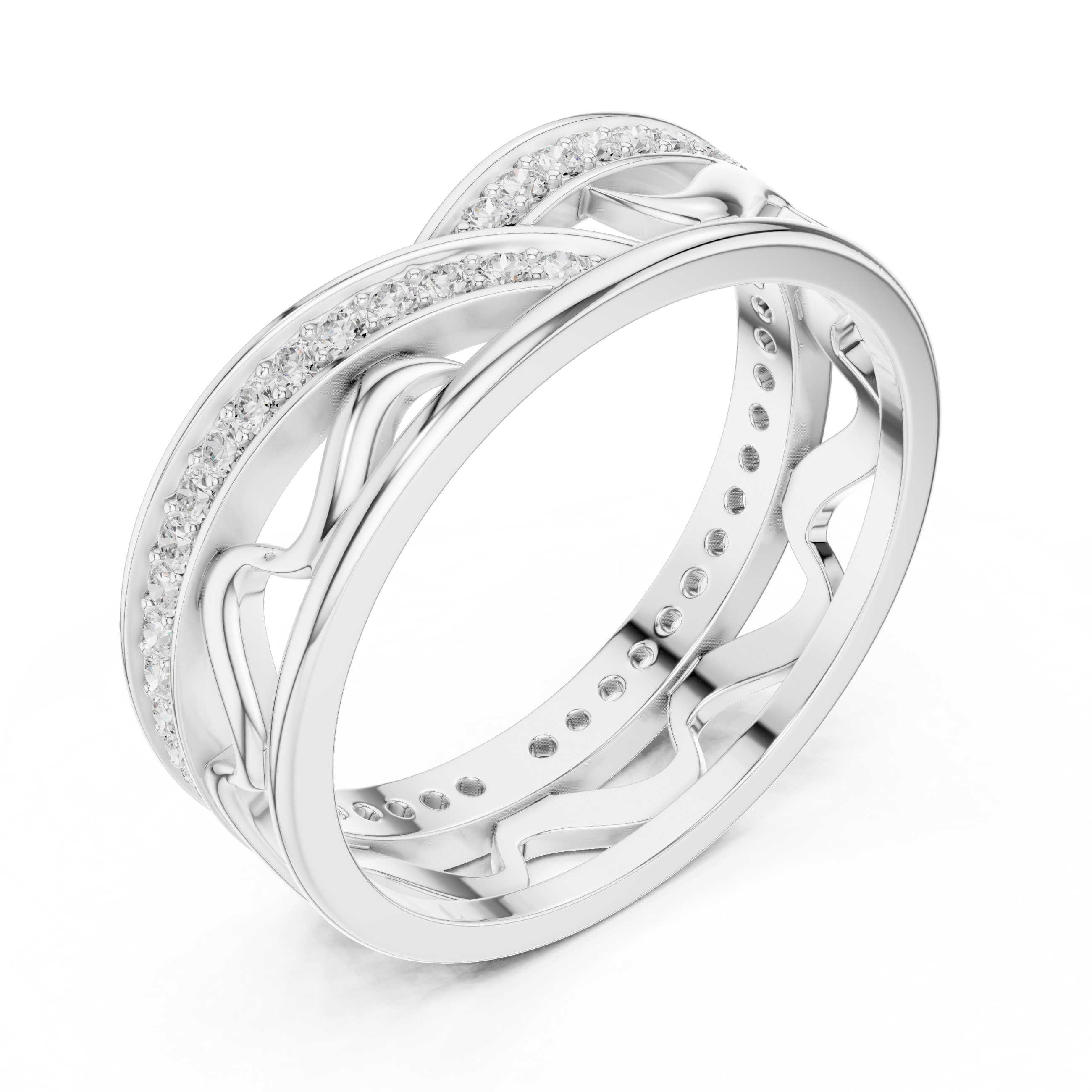 Pavé Criss Cross Diamond Band in Rose Gold