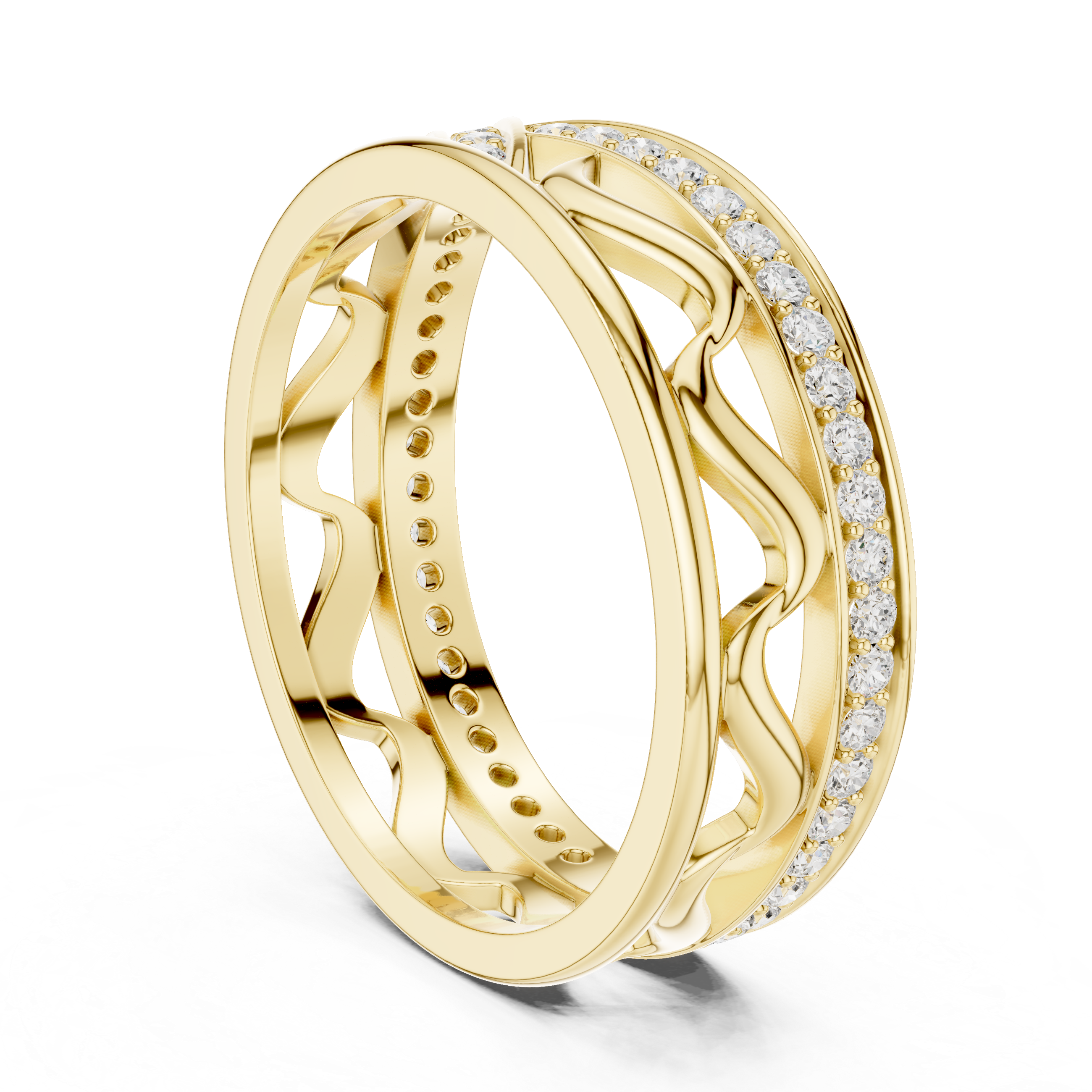 Pavé Criss Cross Diamond Band in Rose Gold