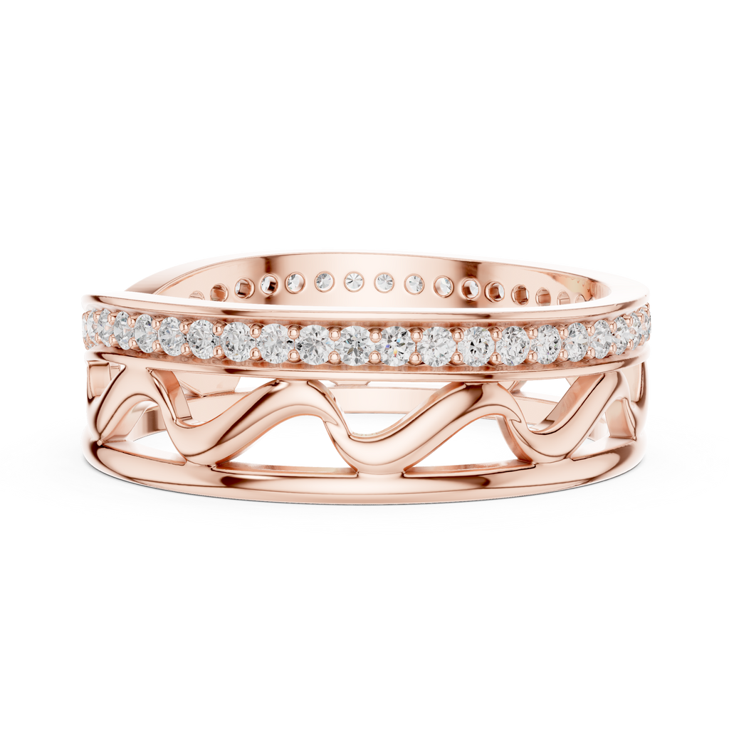 Pavé Criss Cross Diamond Band in Rose Gold