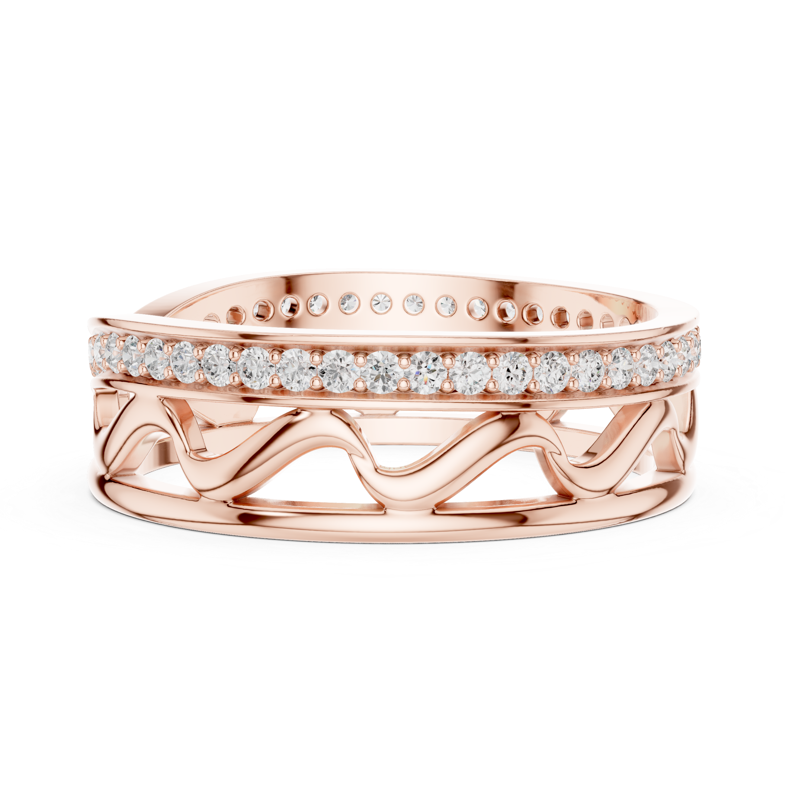 Pavé Criss Cross Diamond Band in Rose Gold
