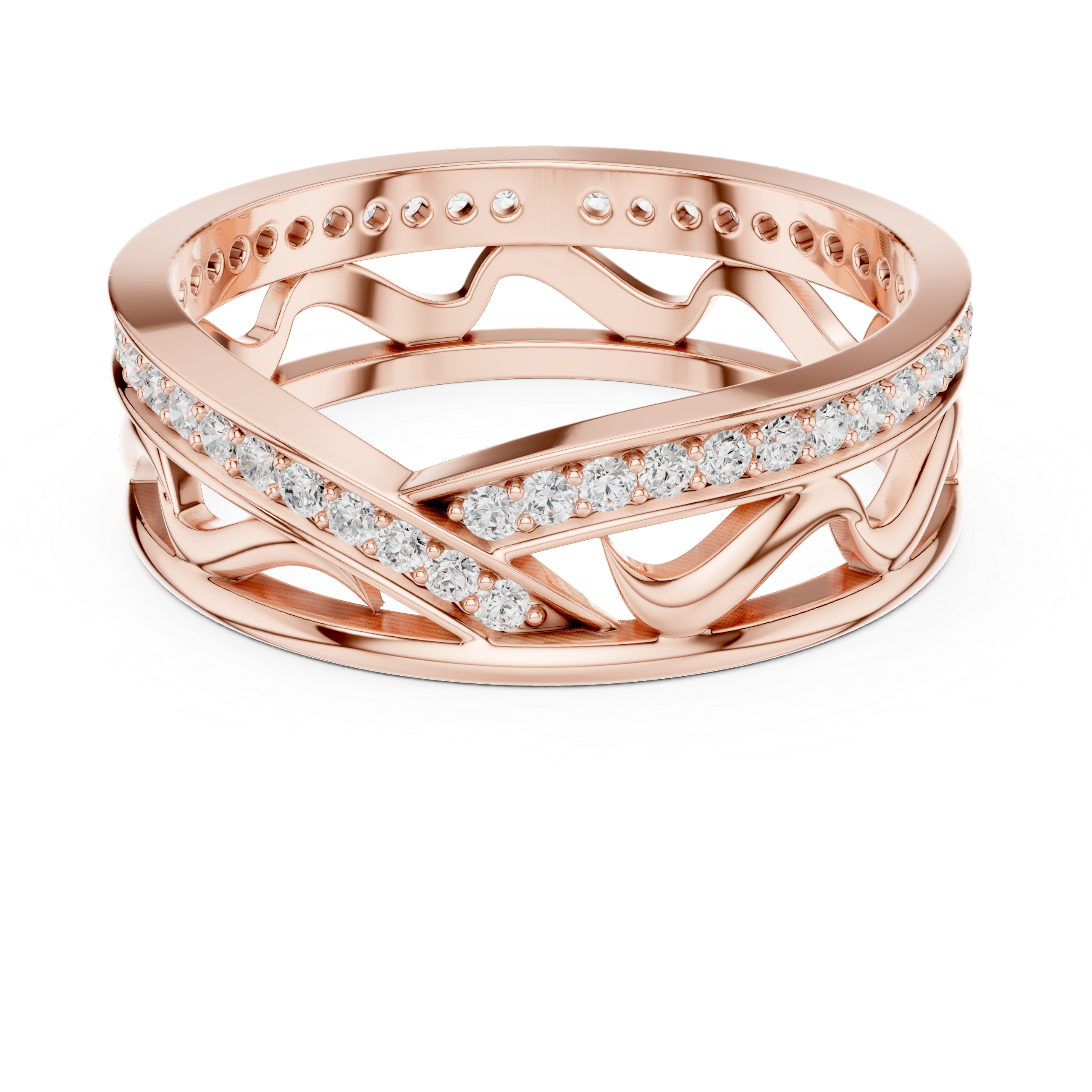 Pavé Criss Cross Diamond Band in Rose Gold