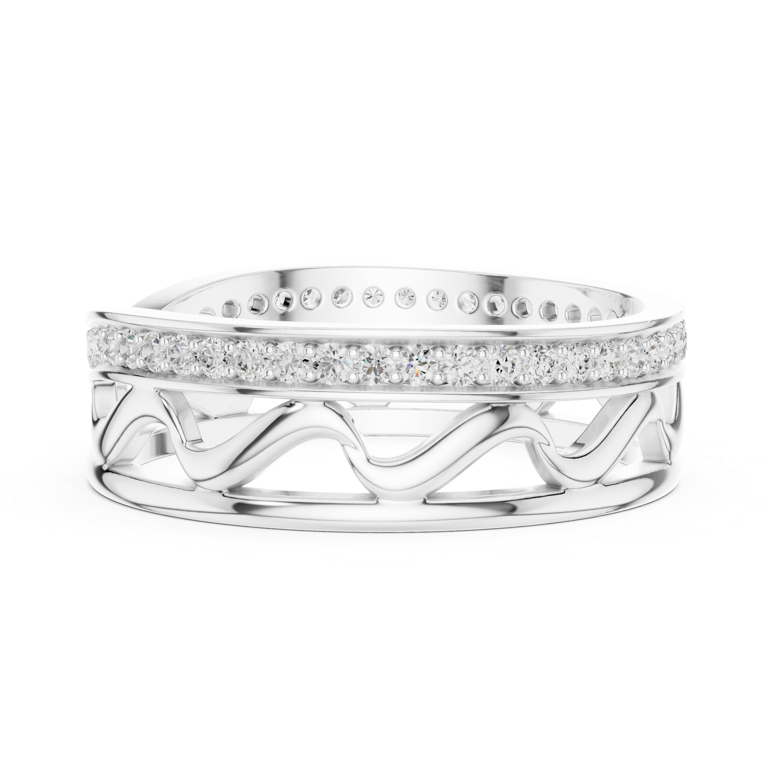 Pavé Criss Cross Diamond Band in Rose Gold
