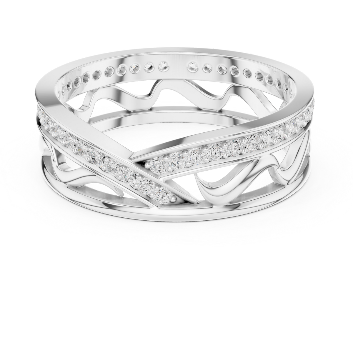 Pavé Criss Cross Diamond Band – view 4 of 12, lab grown diamond band | Jewelix Atelier