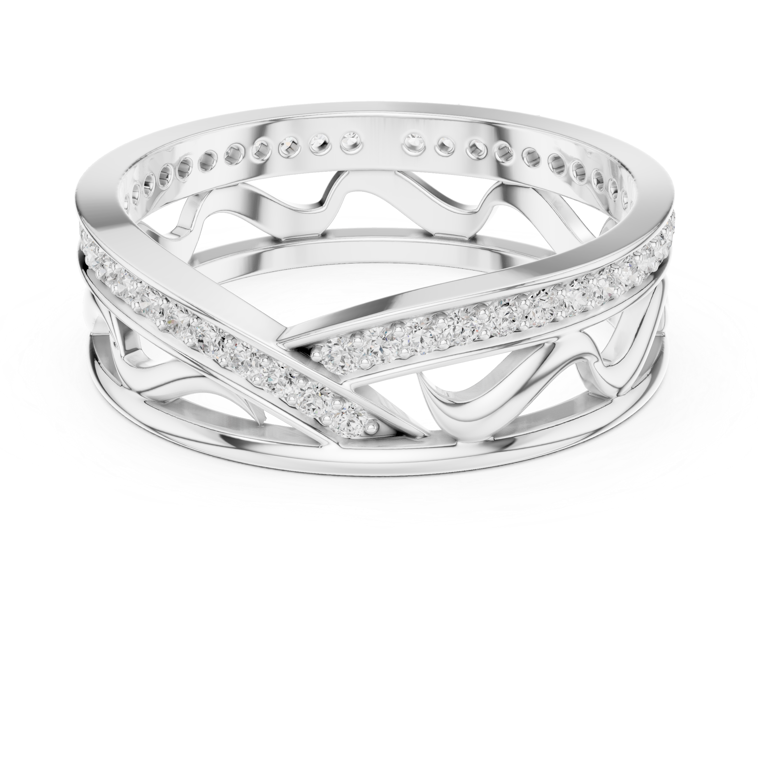 Pavé Criss Cross Diamond Band in Rose Gold