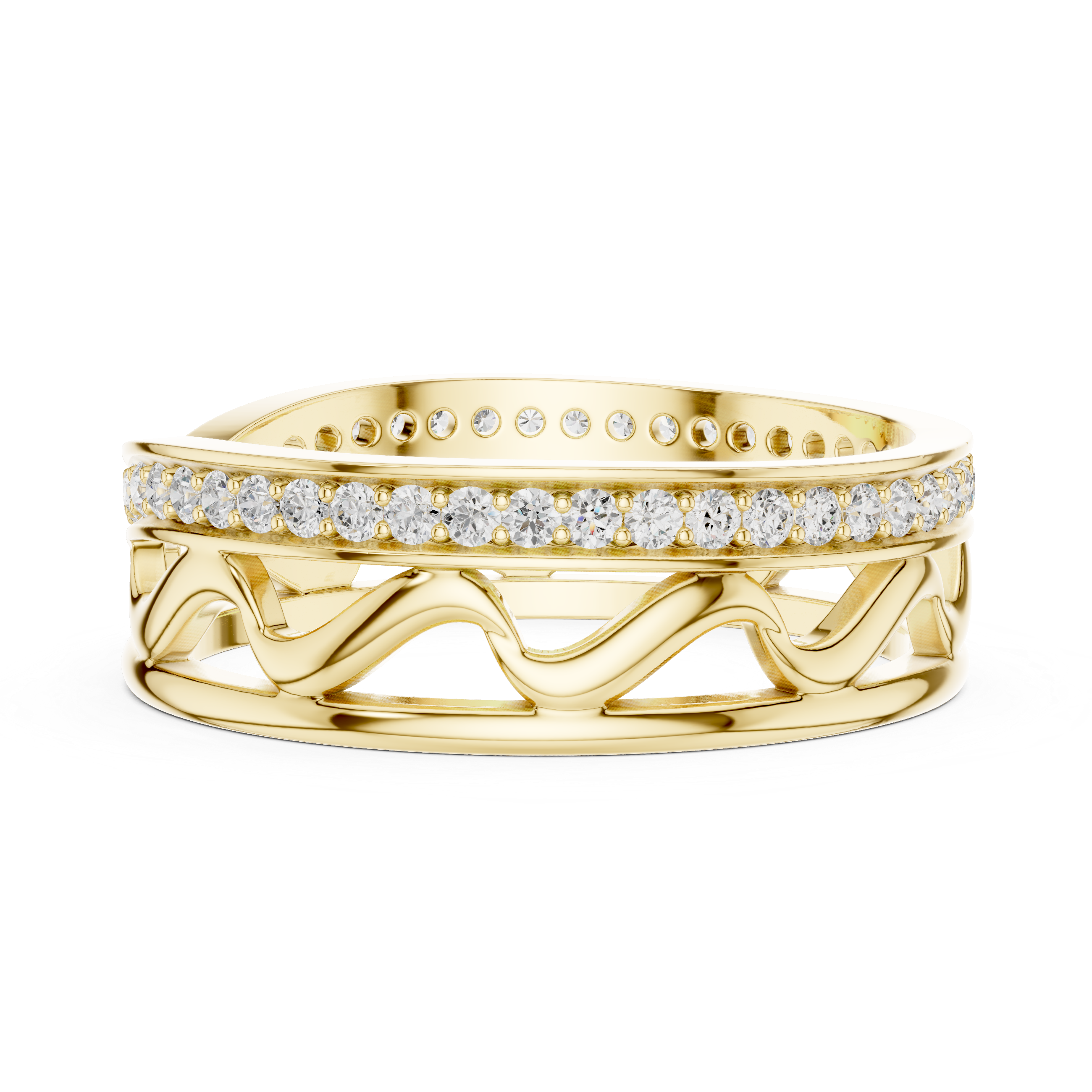 Pavé Criss Cross Diamond Band in Rose Gold