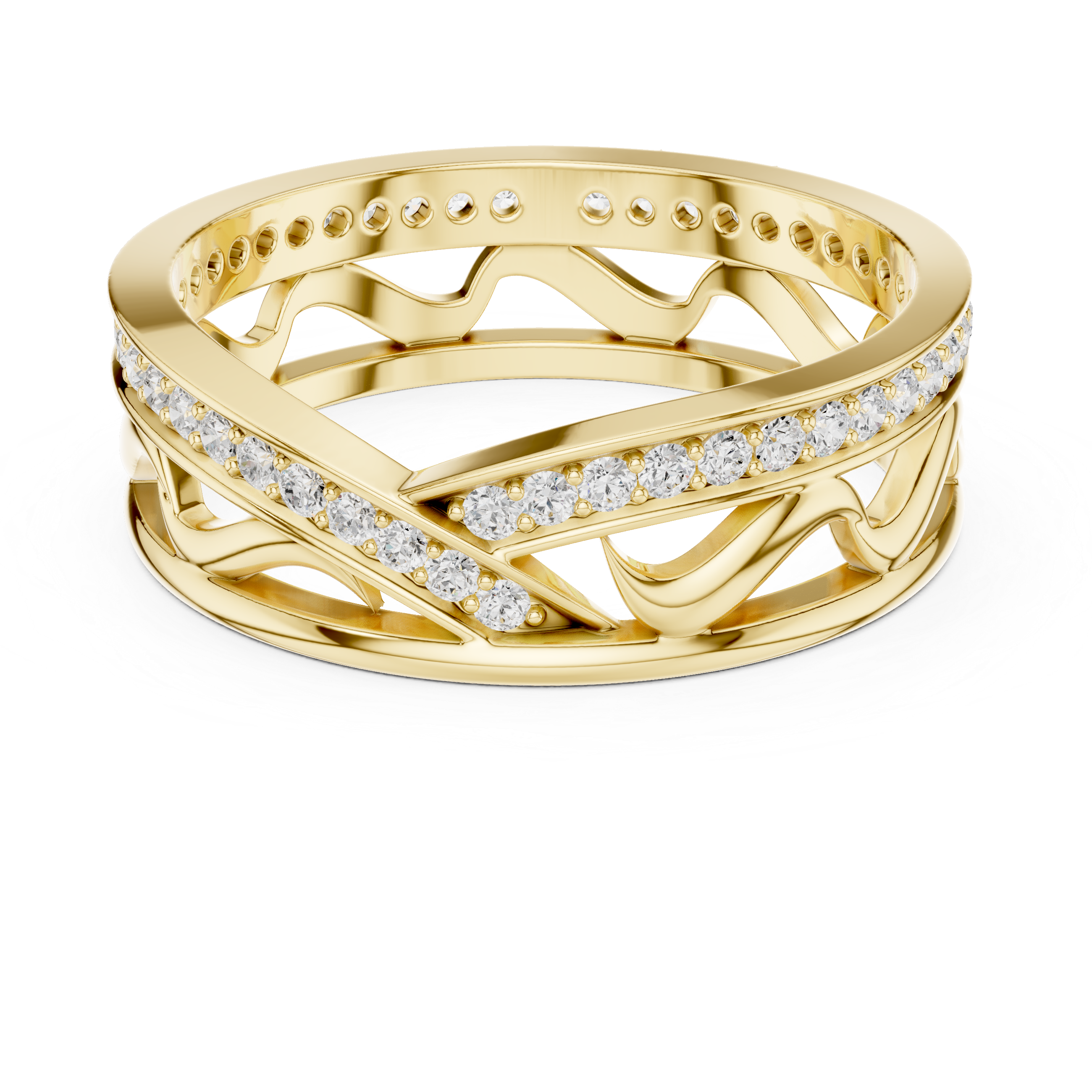 Pavé Criss Cross Diamond Band in Rose Gold