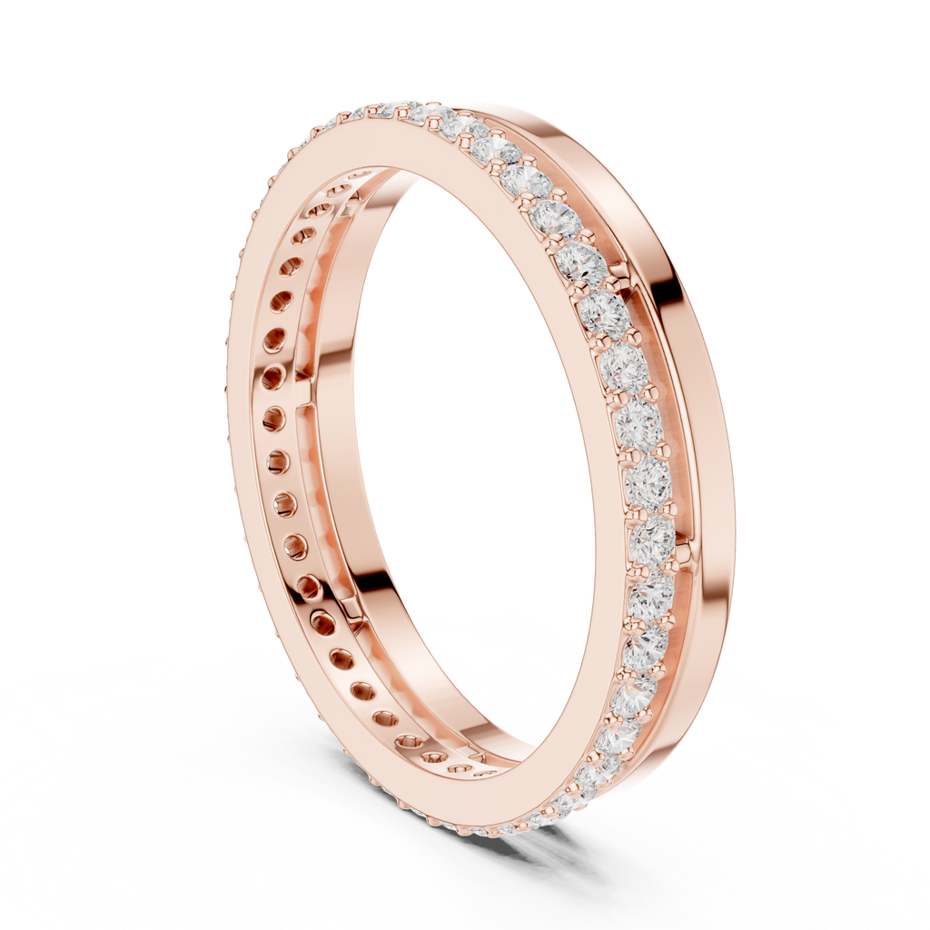Minimalist Pavé Diamond Eternity Band in Rose Gold