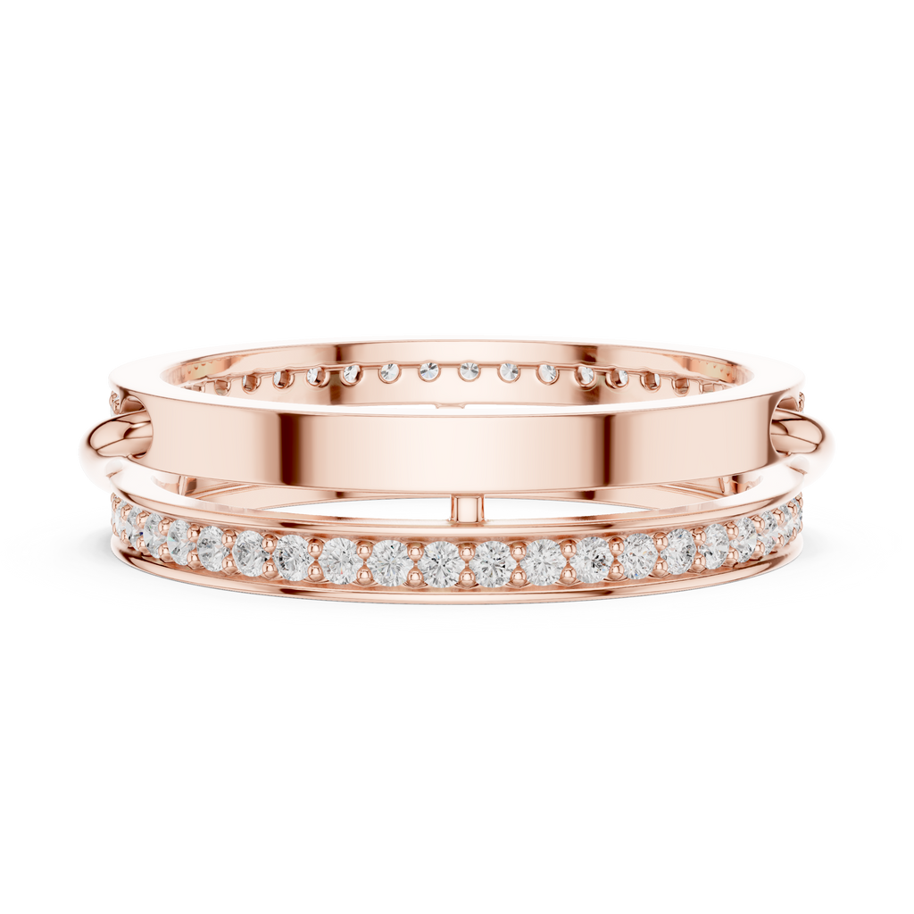 Modern Double Row Pavé Diamond Band in Rose Gold