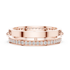 Modern Double Row Pavé Diamond Band in Rose Gold
