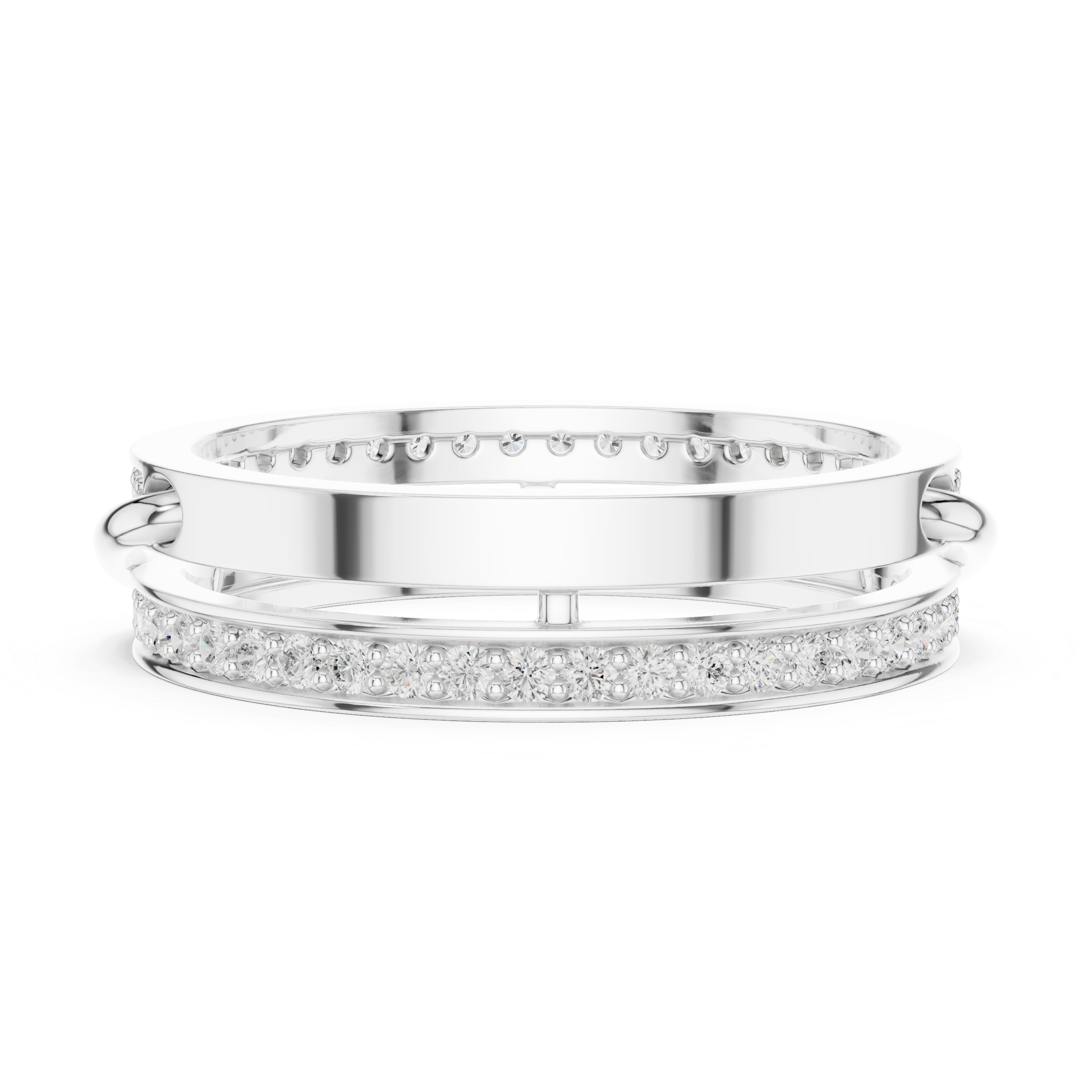 Modern Double Row Pavé Diamond Band in Rose Gold