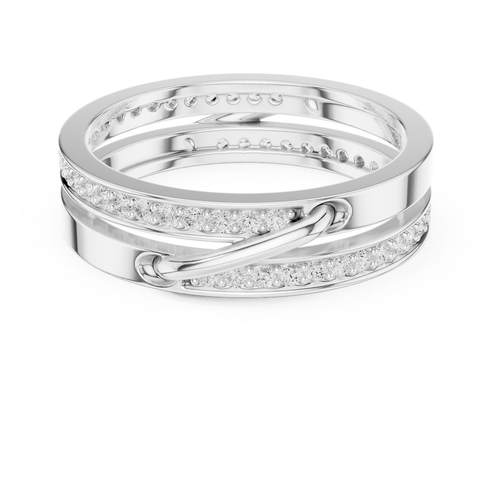 Modern Double Row Pavé Diamond Band in Rose Gold