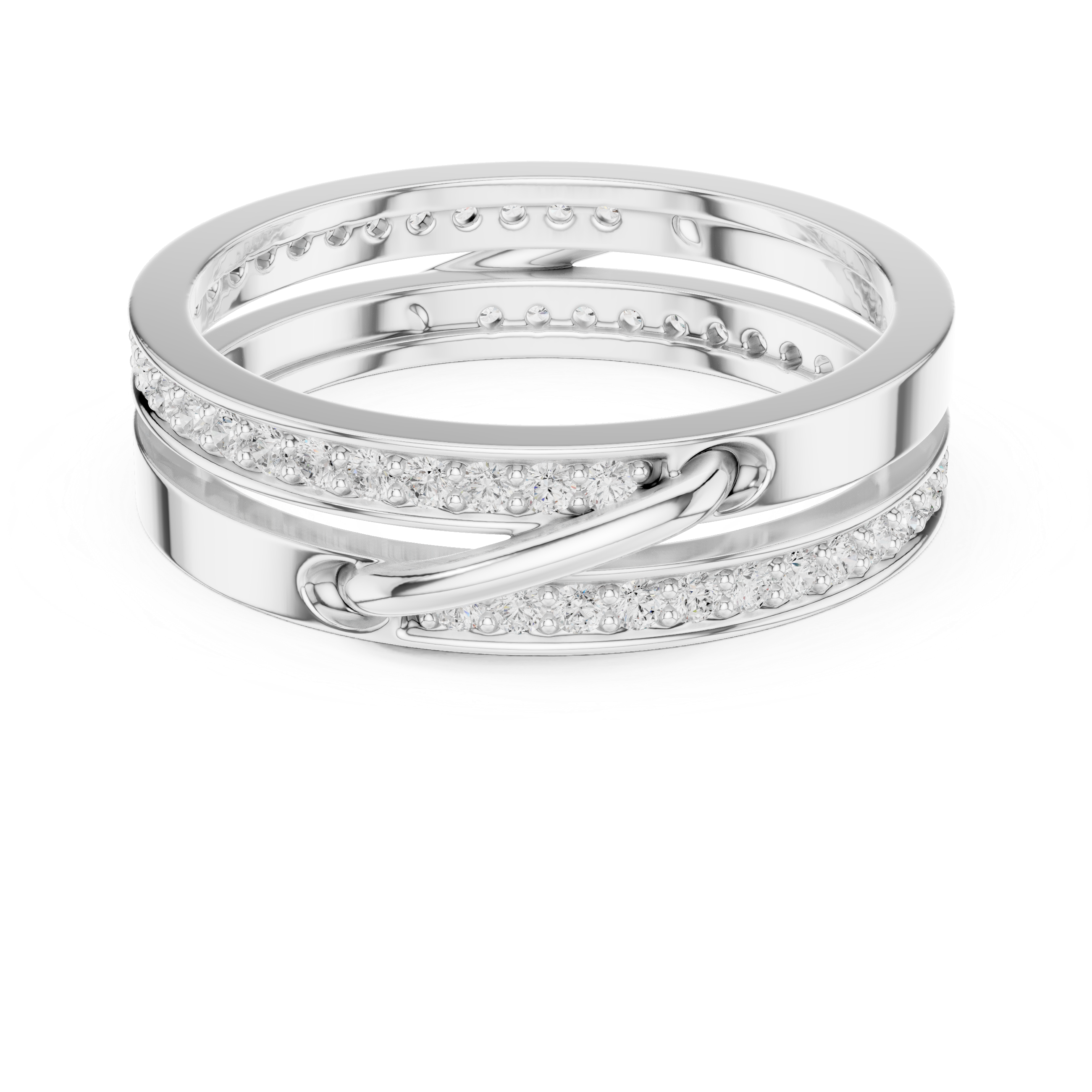 Modern Double Row Pavé Diamond Band in Rose Gold