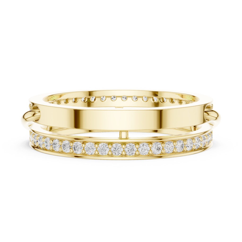 Modern Double Row Pavé Diamond Band in Rose Gold