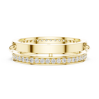 Modern Double Row Pavé Diamond Band in Rose Gold