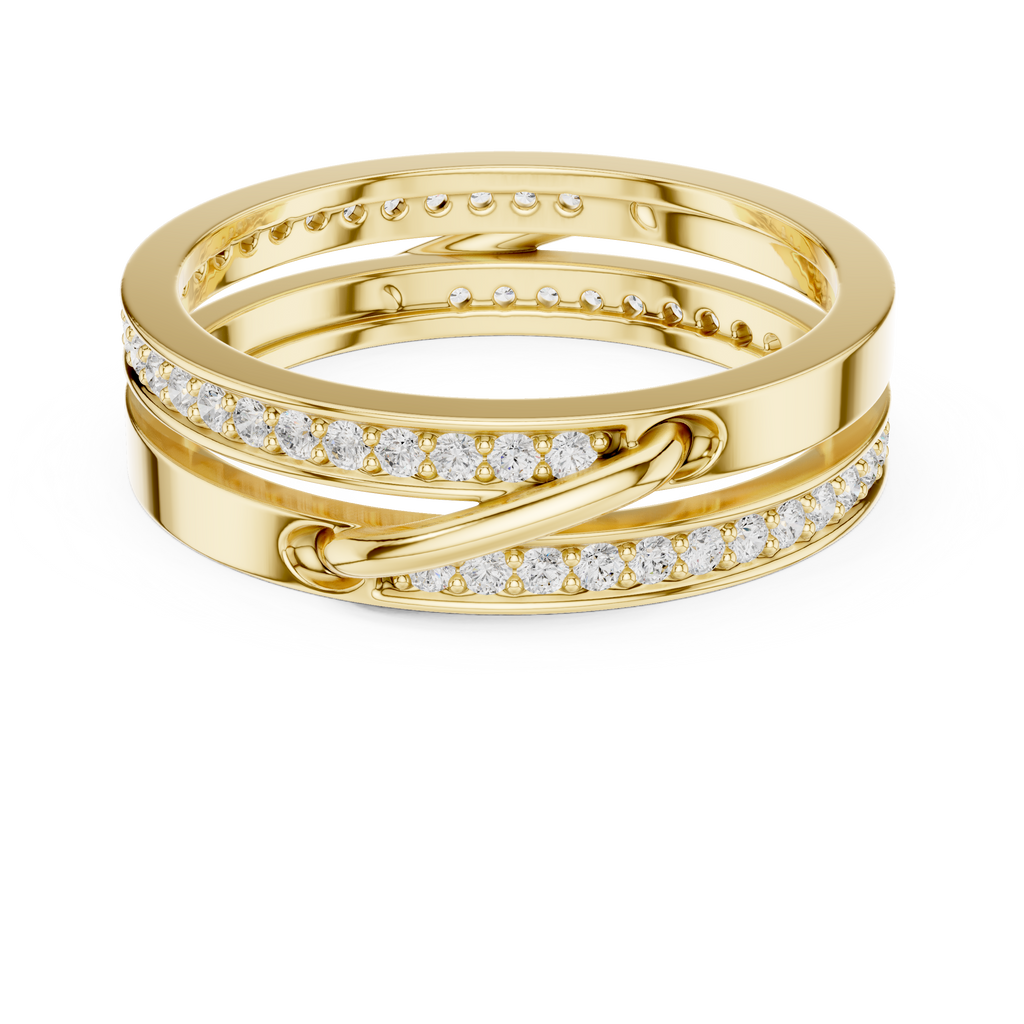 Modern Double Row Pavé Diamond Band in Rose Gold
