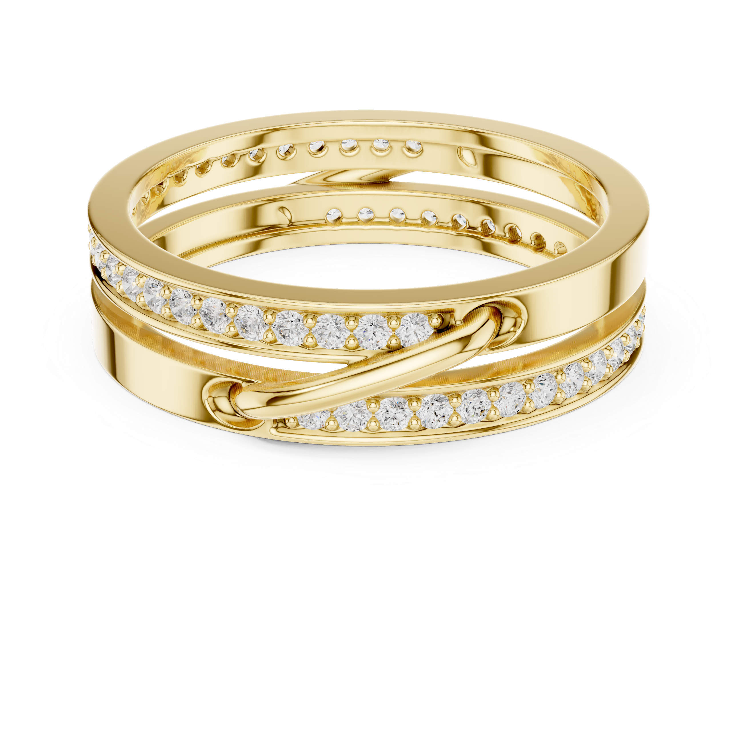 Modern Double Row Pavé Diamond Band in Rose Gold