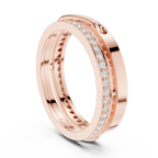 Modern Double Row Pavé Diamond Band in Rose Gold