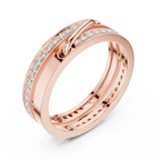 Modern Double Row Pavé Diamond Band in Rose Gold