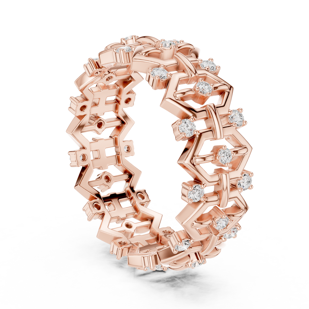 Vintage Milgrain Diamond Eternity Band in Rose Gold