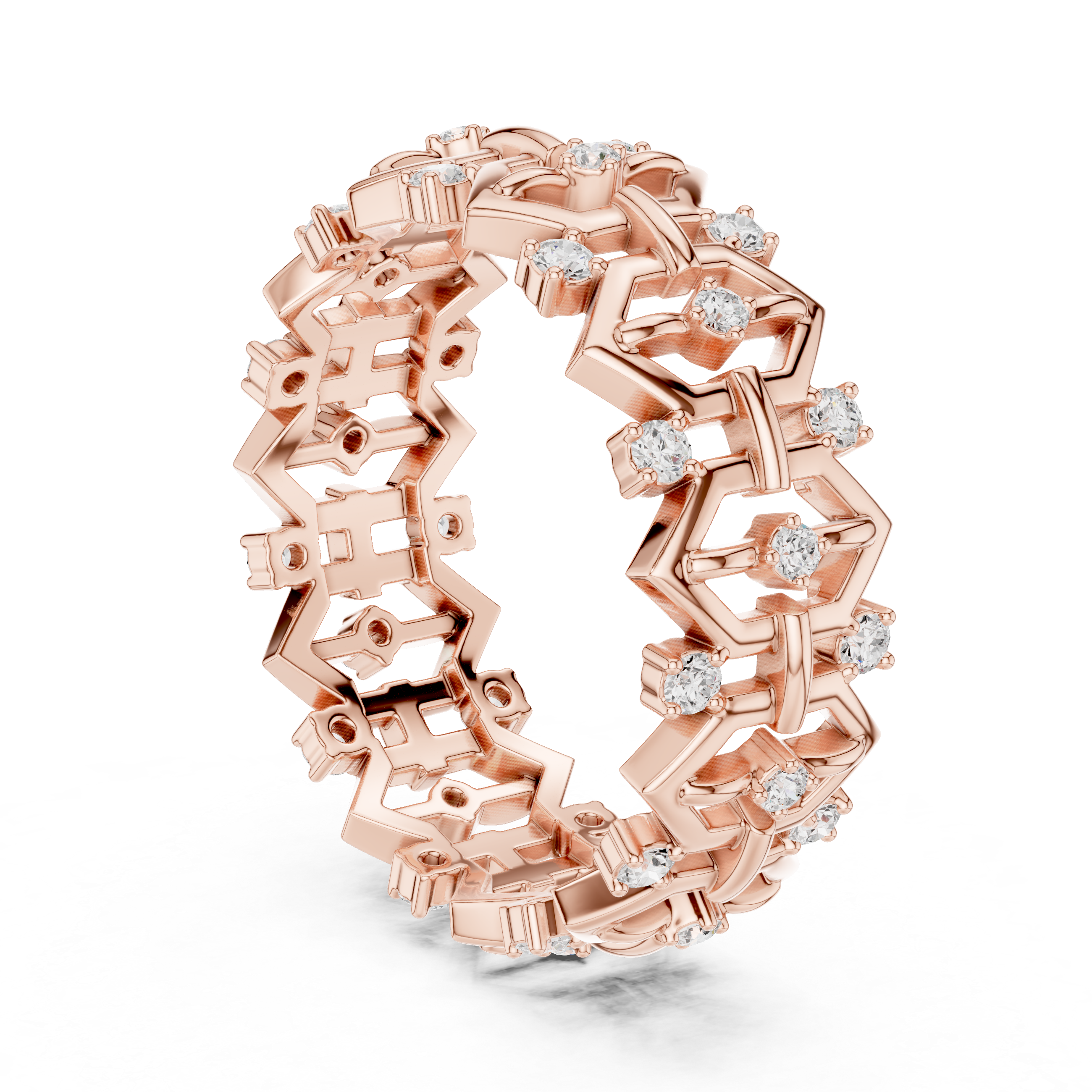 Vintage Milgrain Diamond Eternity Band in Rose Gold