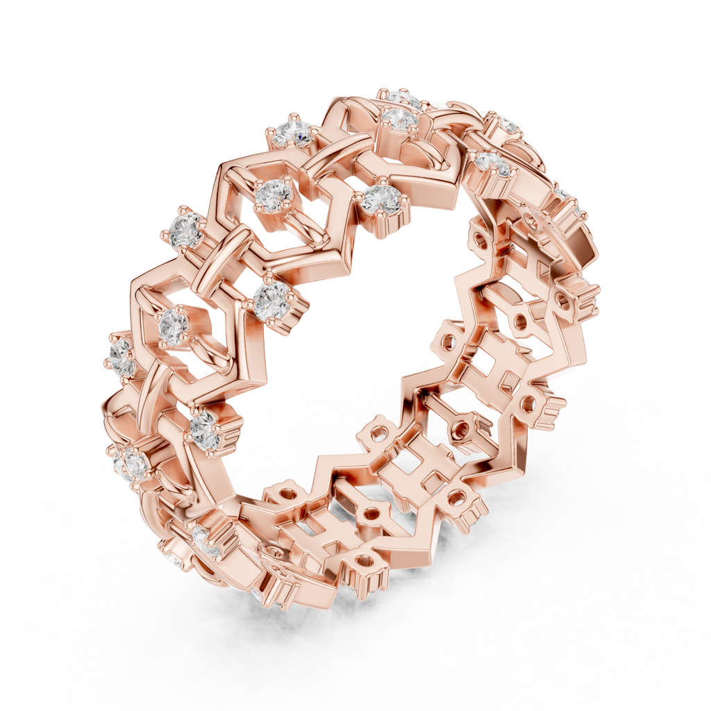 Vintage Milgrain Diamond Eternity Band in Rose Gold
