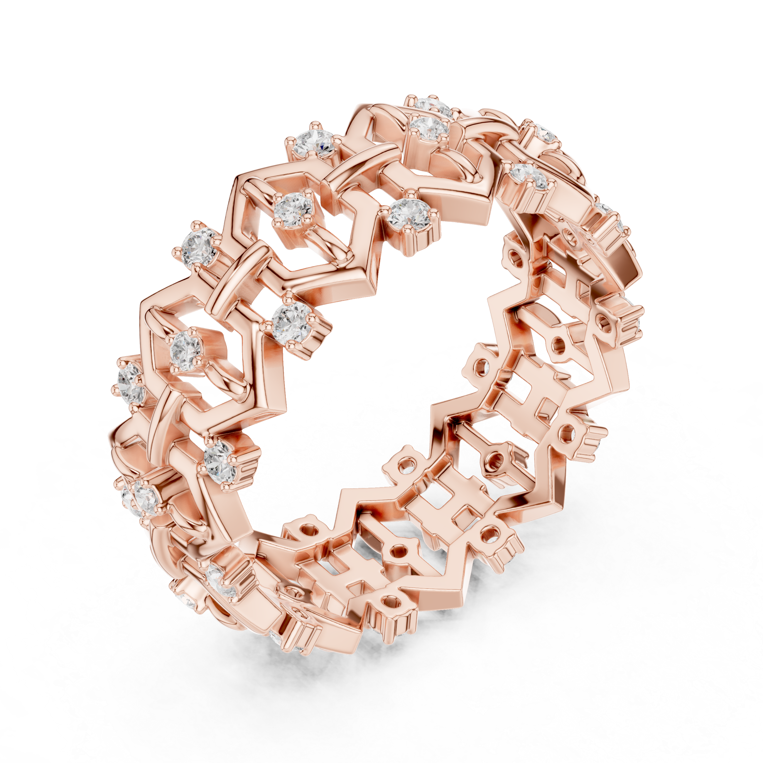 Vintage Milgrain Diamond Eternity Band in Rose Gold
