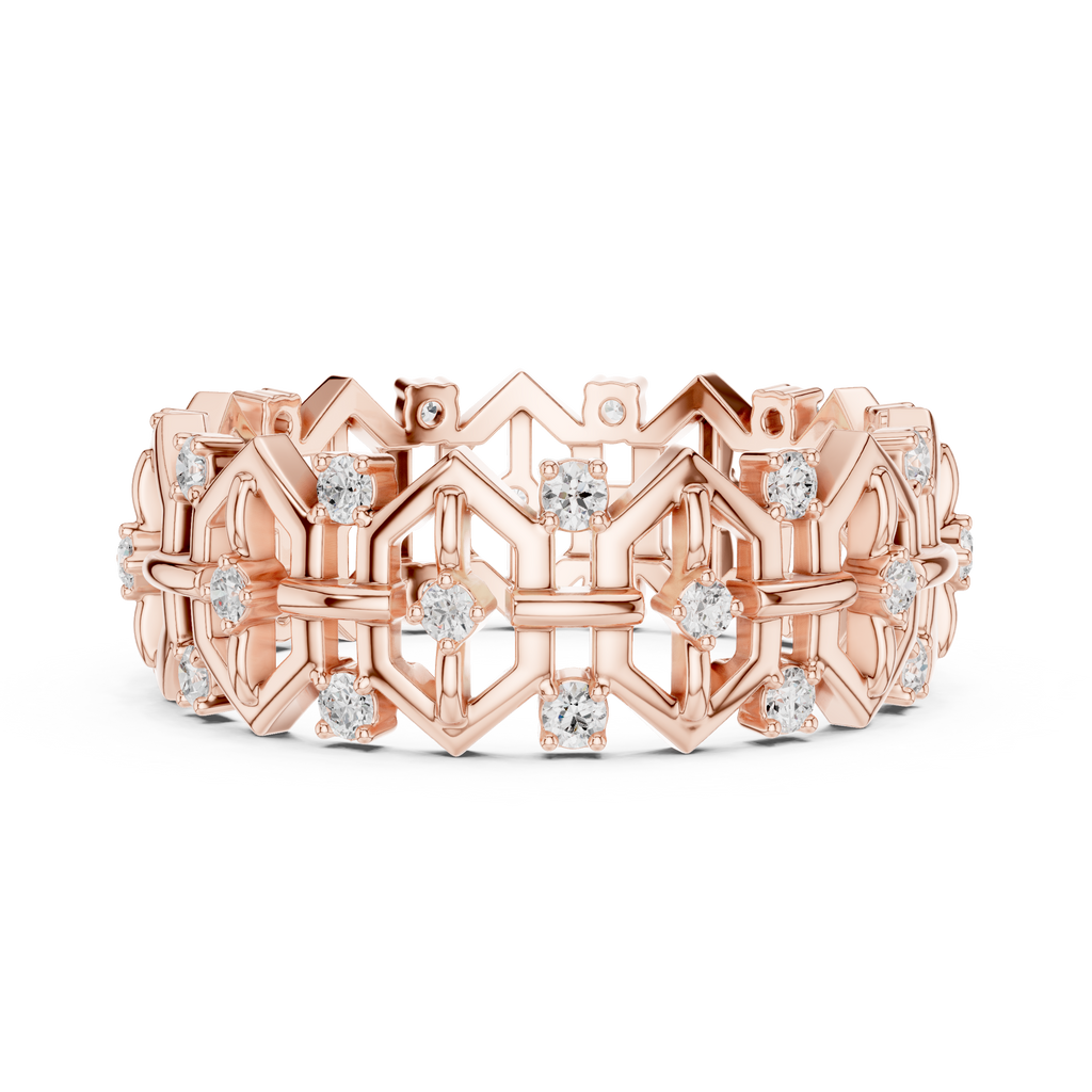Vintage Milgrain Diamond Eternity Band in Rose Gold