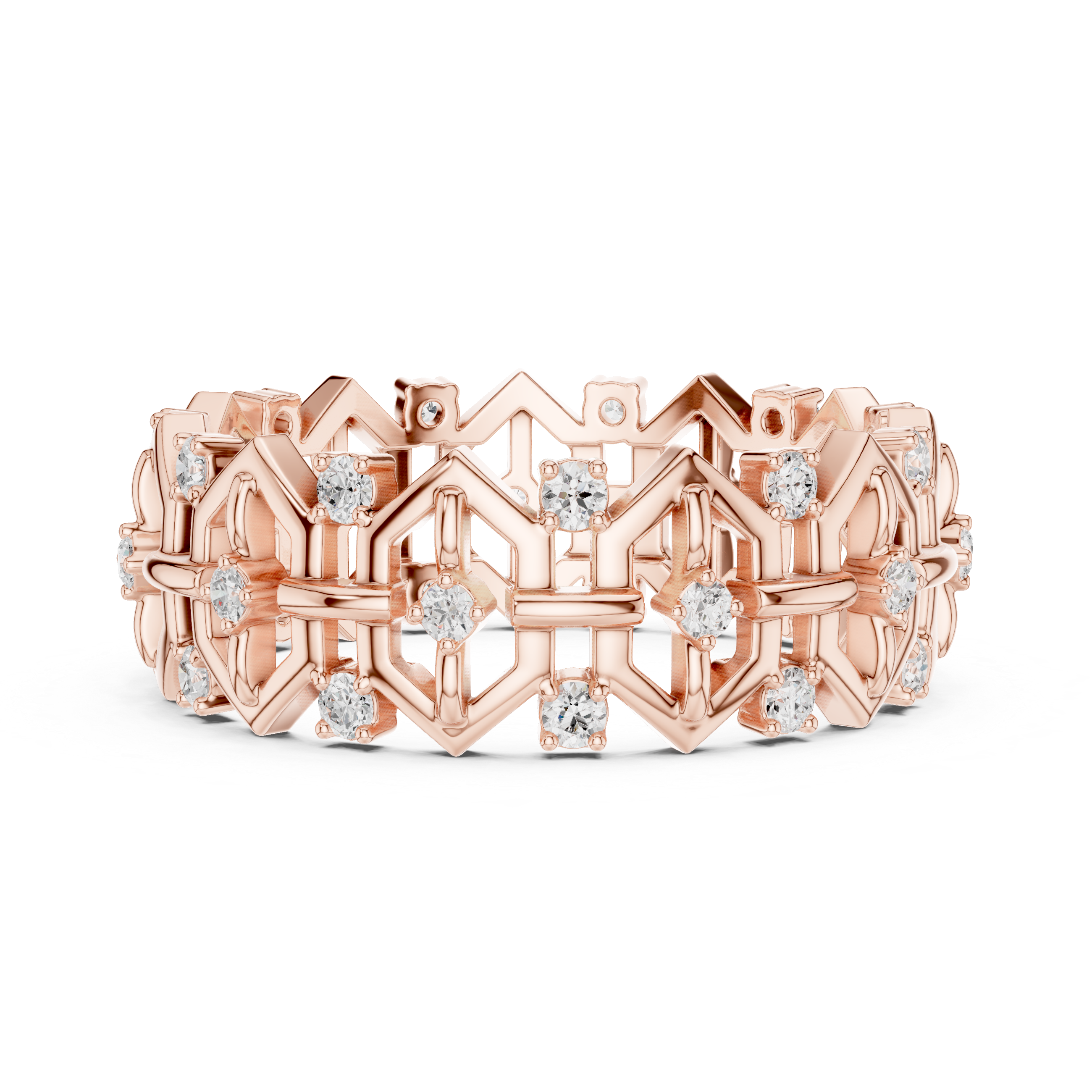 Vintage Milgrain Diamond Eternity Band in Rose Gold